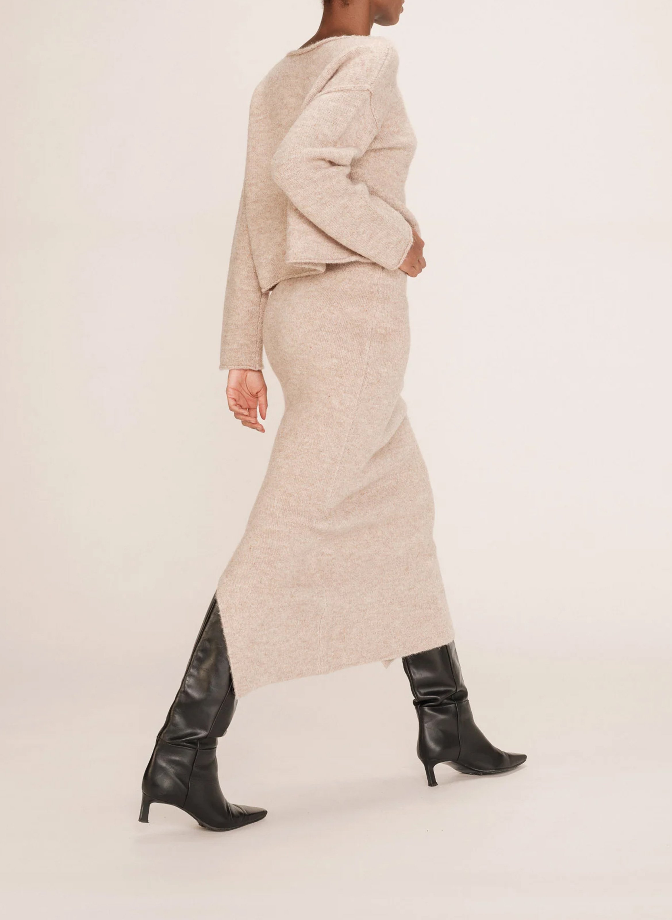 Aansluitende kokerrok in effen breisel GRACE ET MILA Bruin