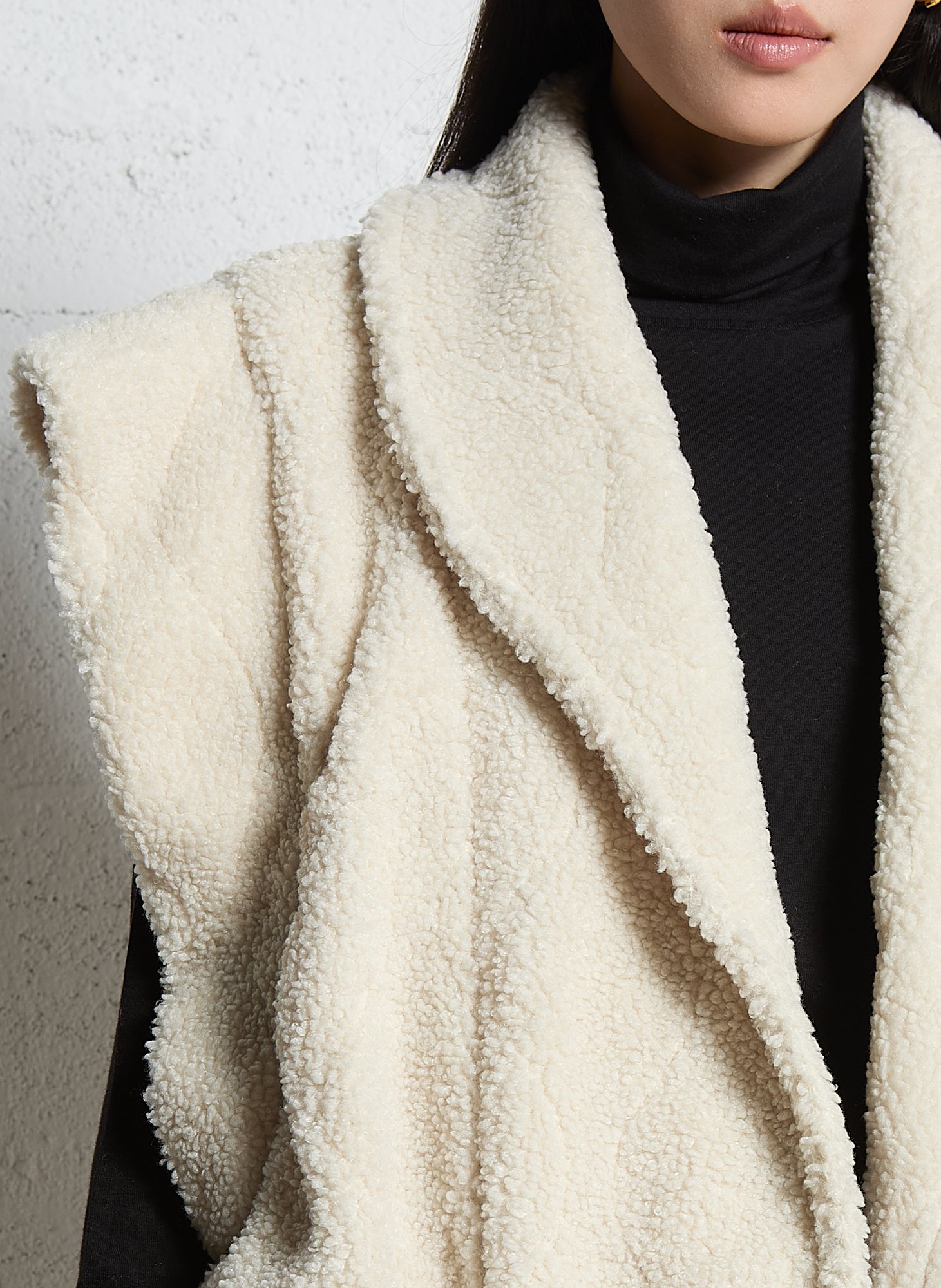 Oversize Mantel mit Schalkragen aus Sherpa AOKYANOS Beige