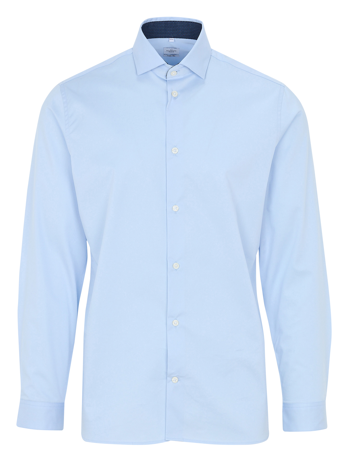 Slim-fit cotton shirt with classic collar AU PRINTEMPS PARIS Blue