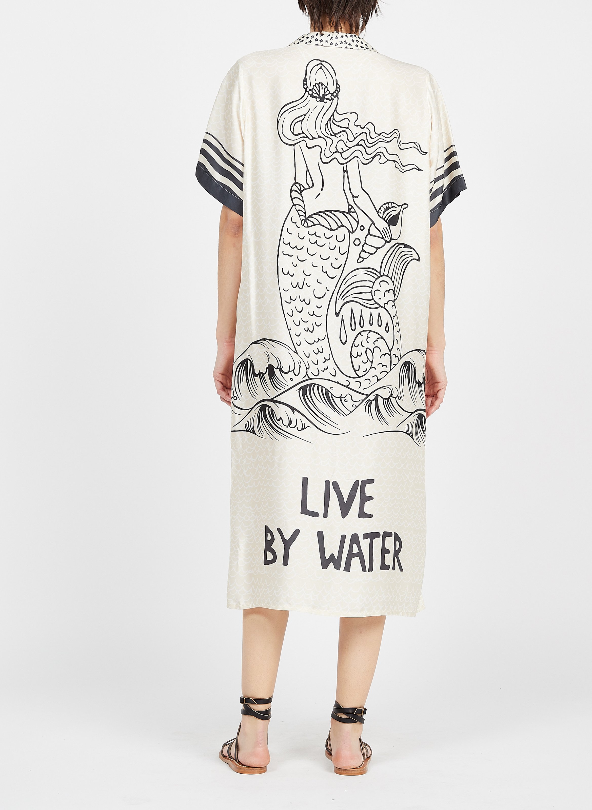 Robe chemise midi à imprimé SACK S Blanc