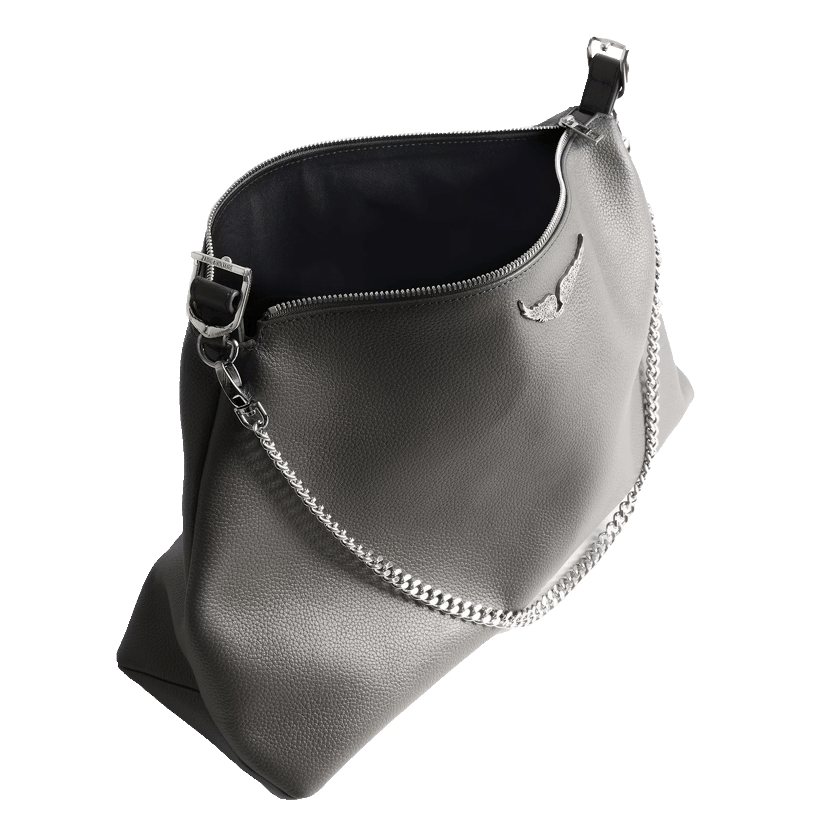 Schultertasche aus genarbtem Leder ZADIG&VOLTAIRE Grau