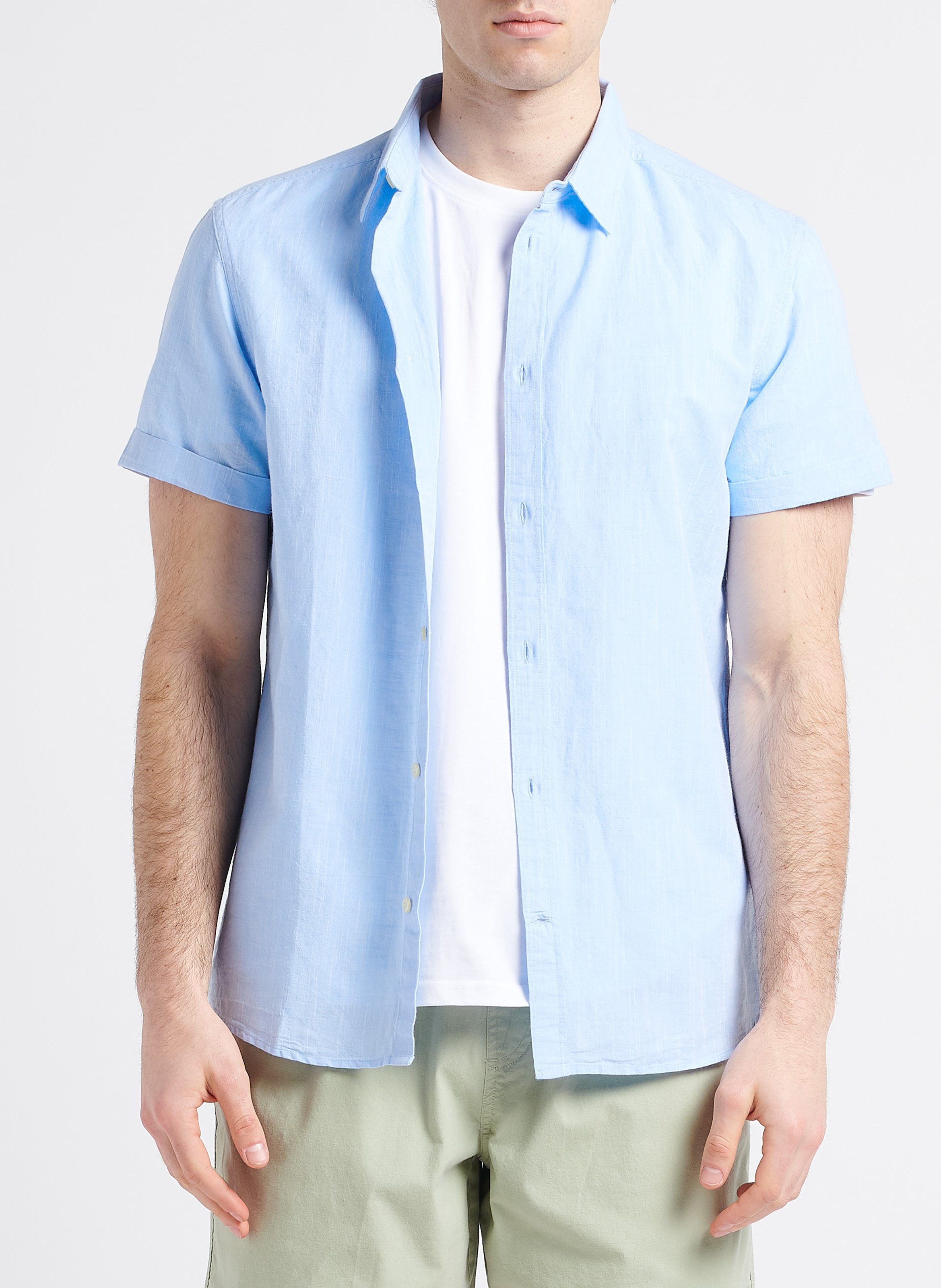 Chemise col classique en coton bio et lin KNOWLEDGE COTTON APPAREL