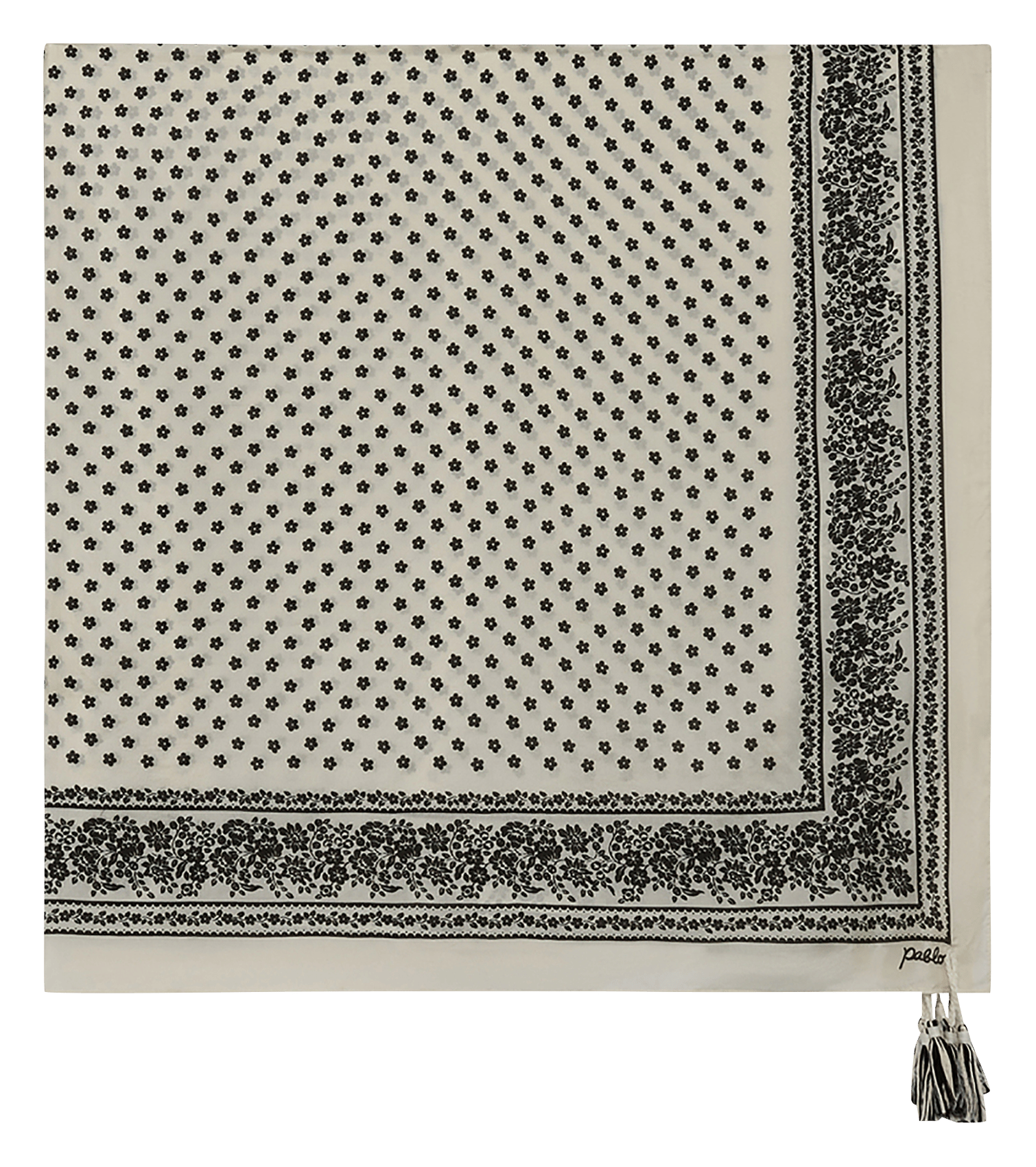 Printed silk square scarf PABLO Black