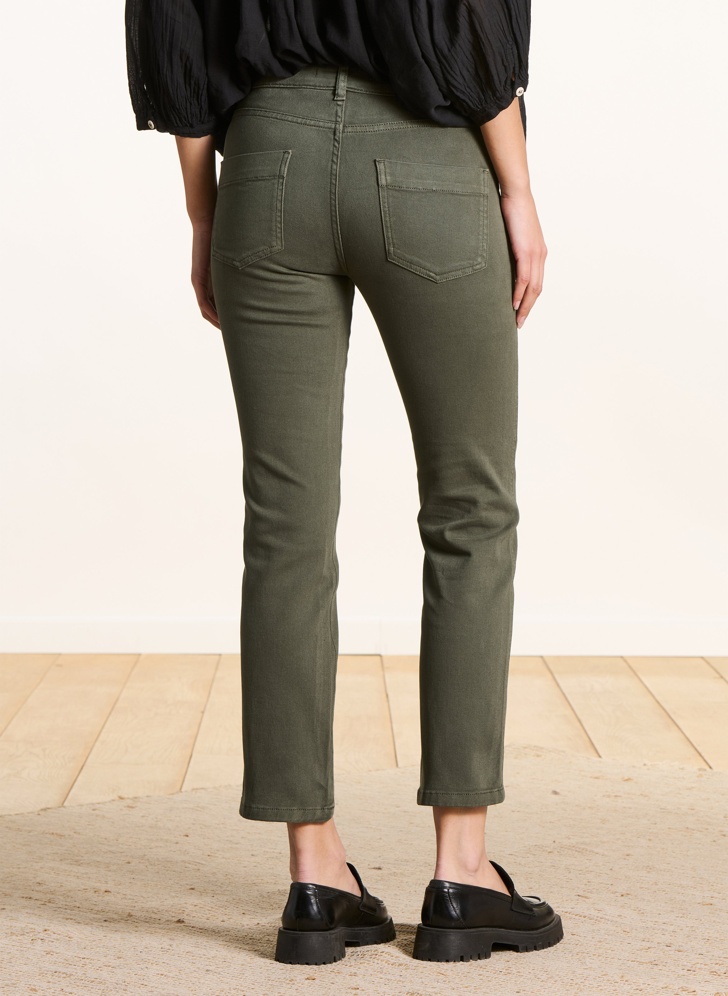 Jean droit en coton bio mélangé LA FEE MARABOUTEE Vert