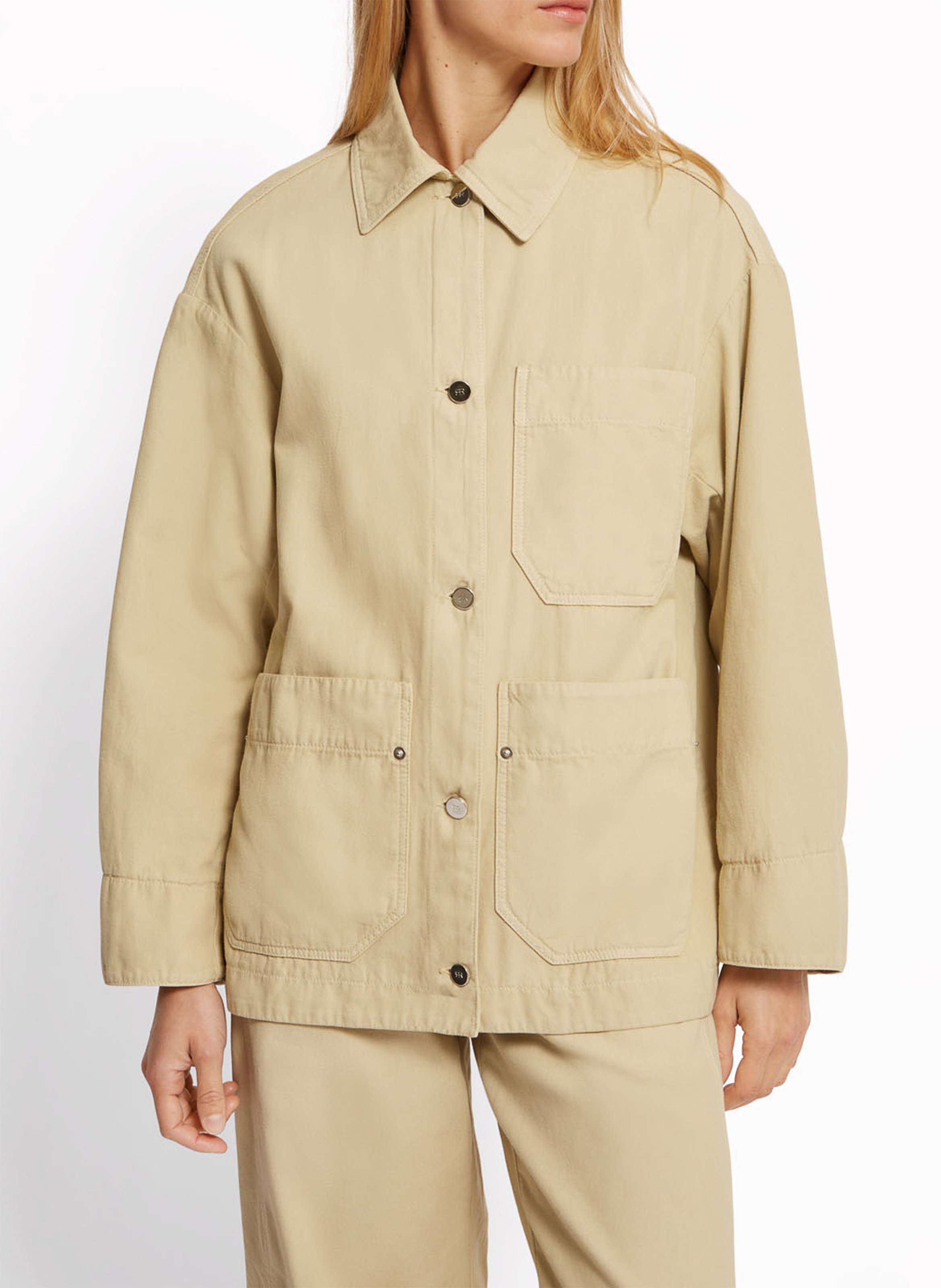 Gerade geschnittene Jacke mit klassischem Kragen aus Bio-Baumwolle ROSEANNA Beige