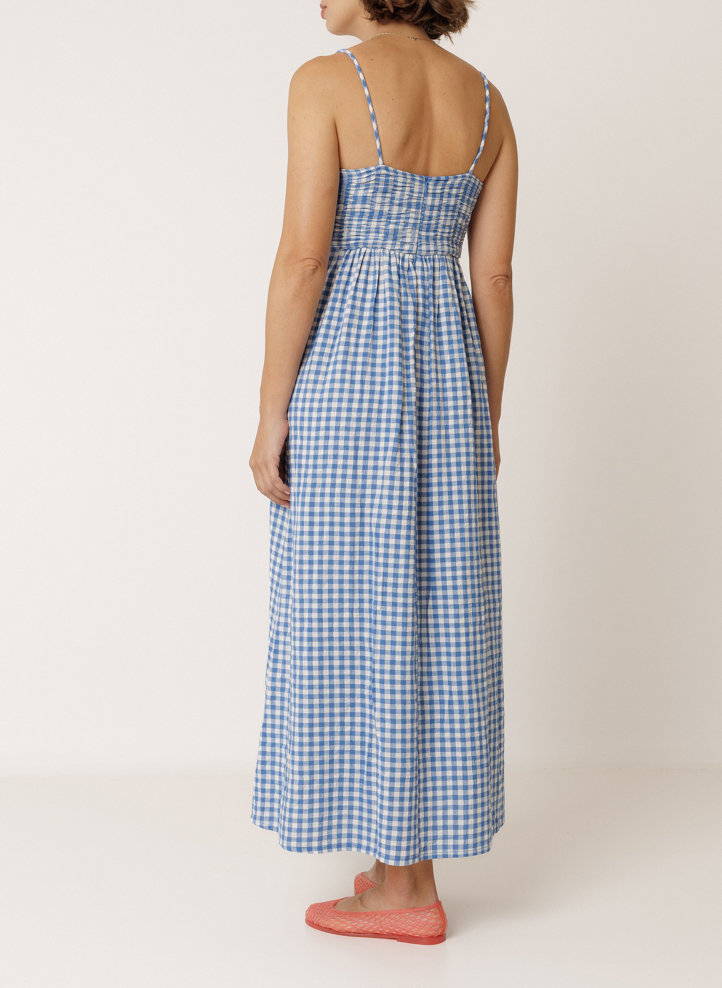 Langes Kleid mit V-Dekolleté INDI & COLD Blau