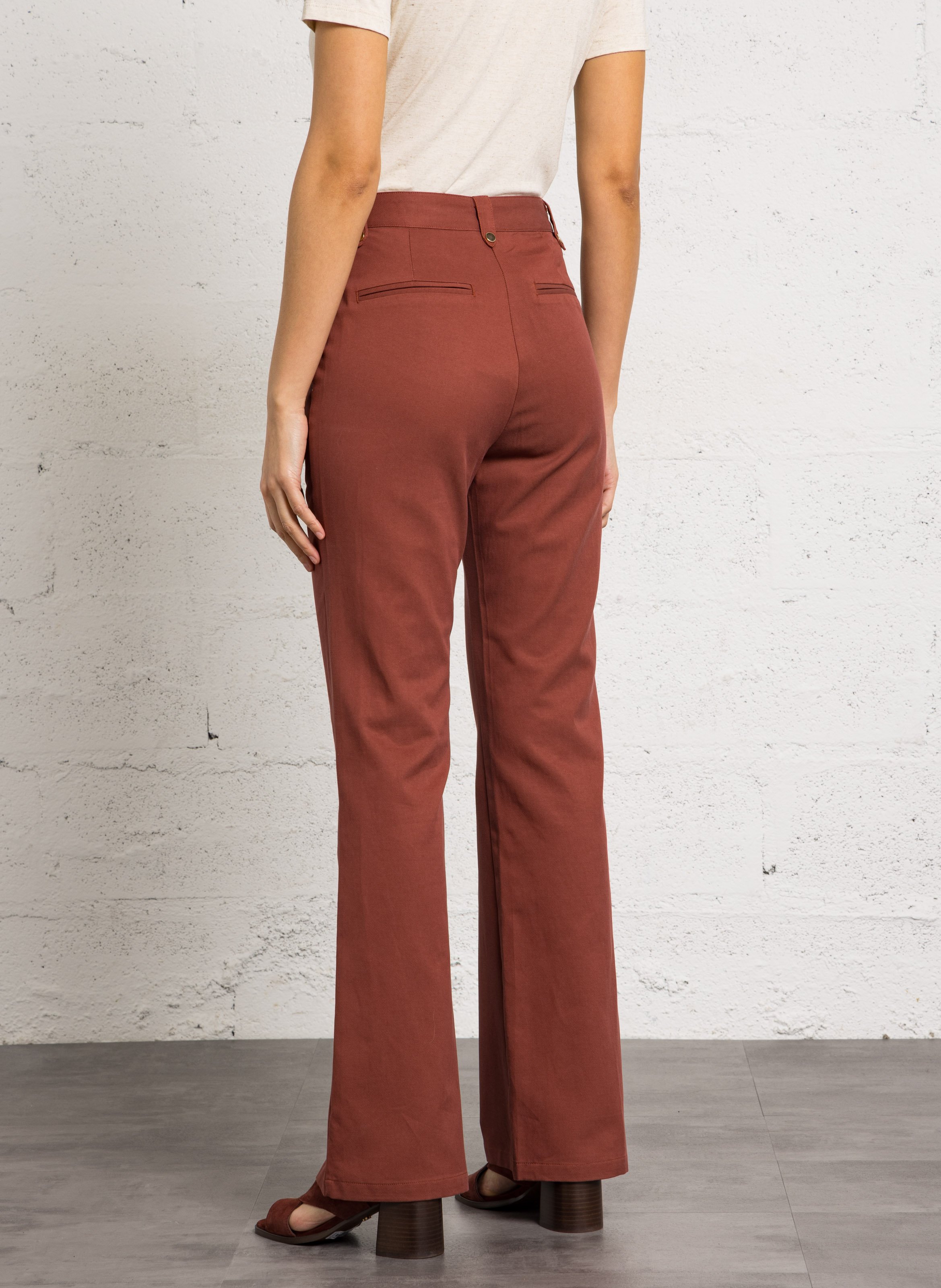 Broek met wijd uitlopende pijpen | katoenblend LA PETITE ETOILE Bruin