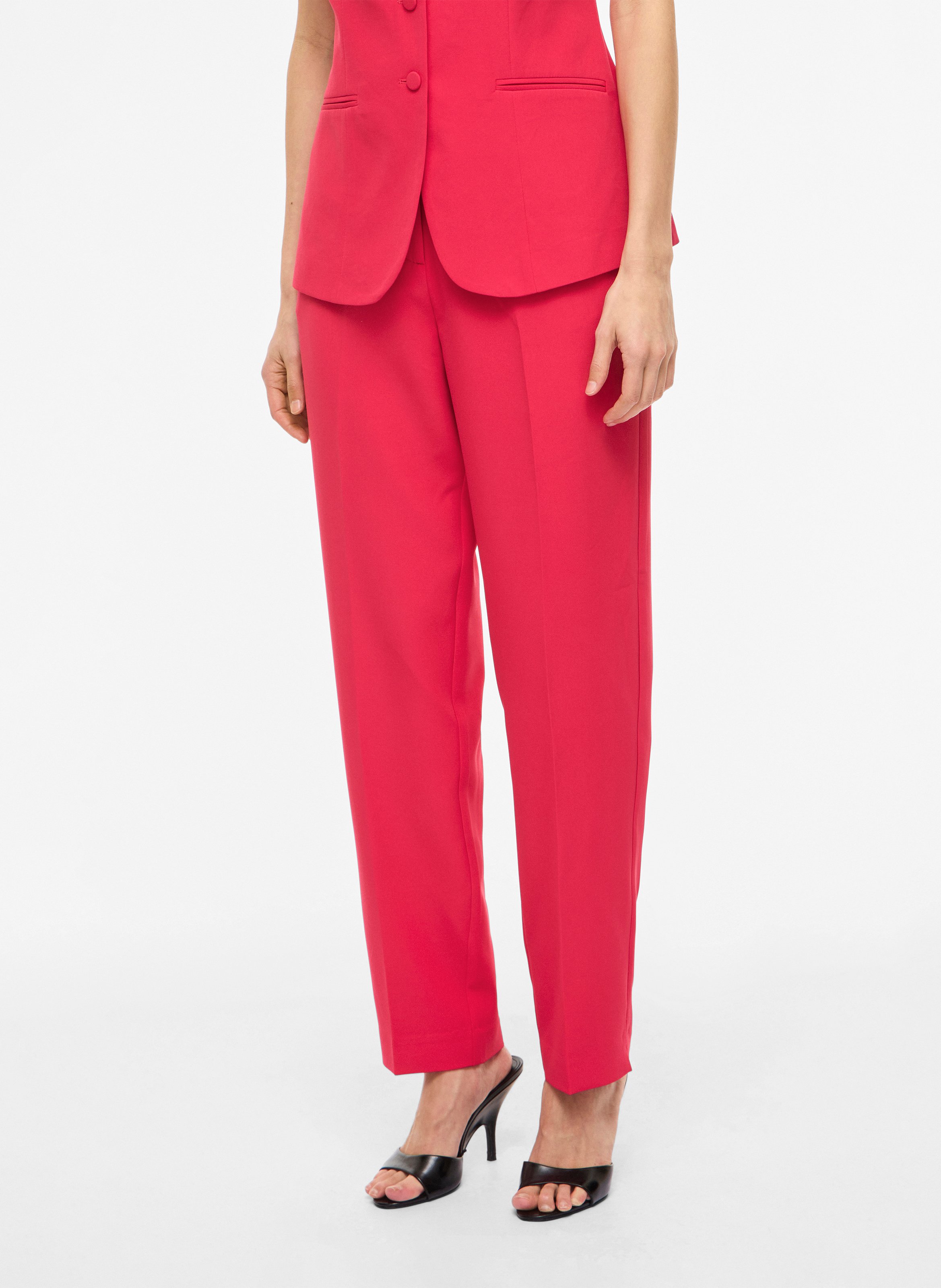 High-waisted carrot-cut trousers VILA Pink