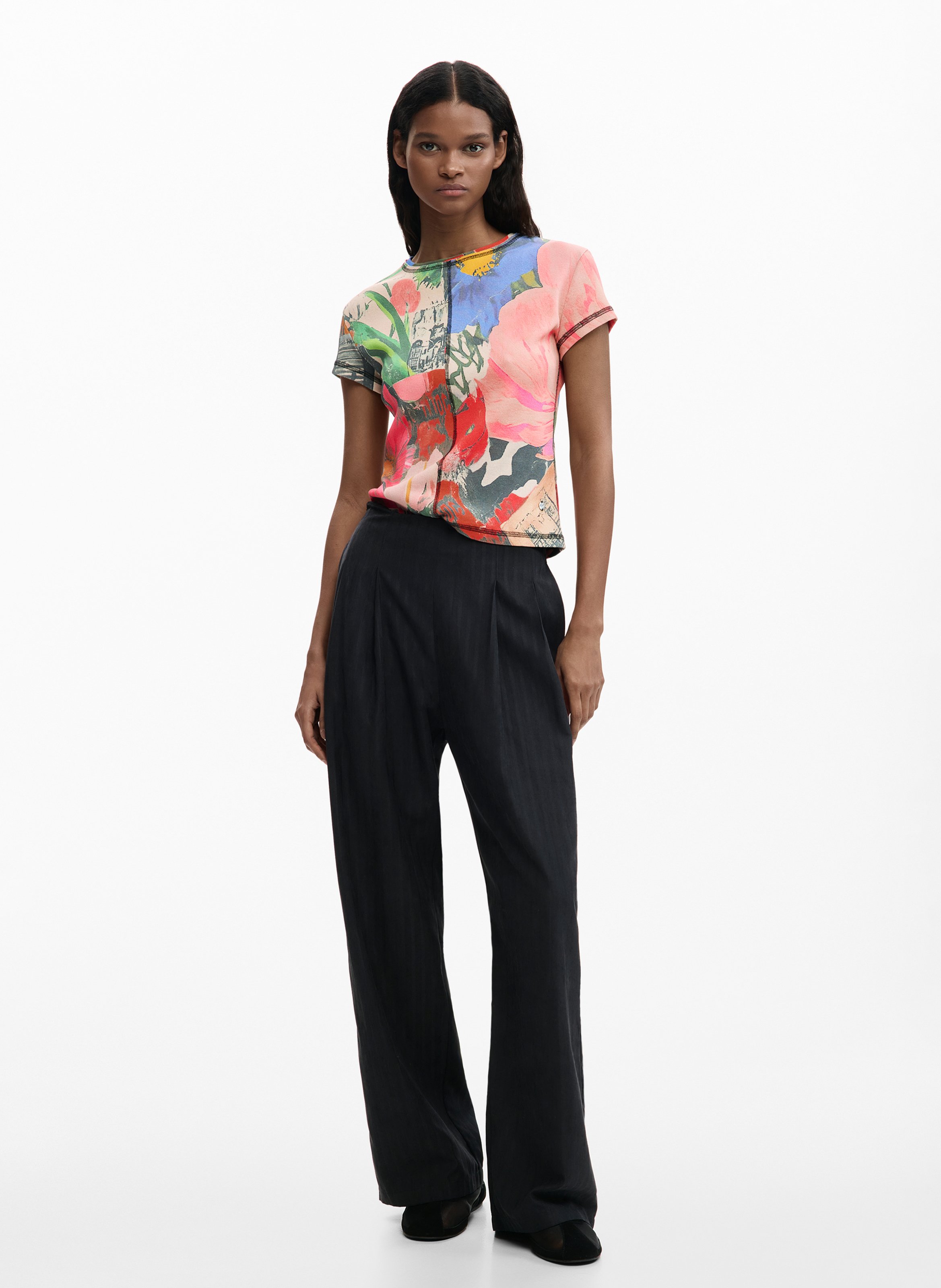 Basic cotton-mix T-shirt DESIGUAL Red