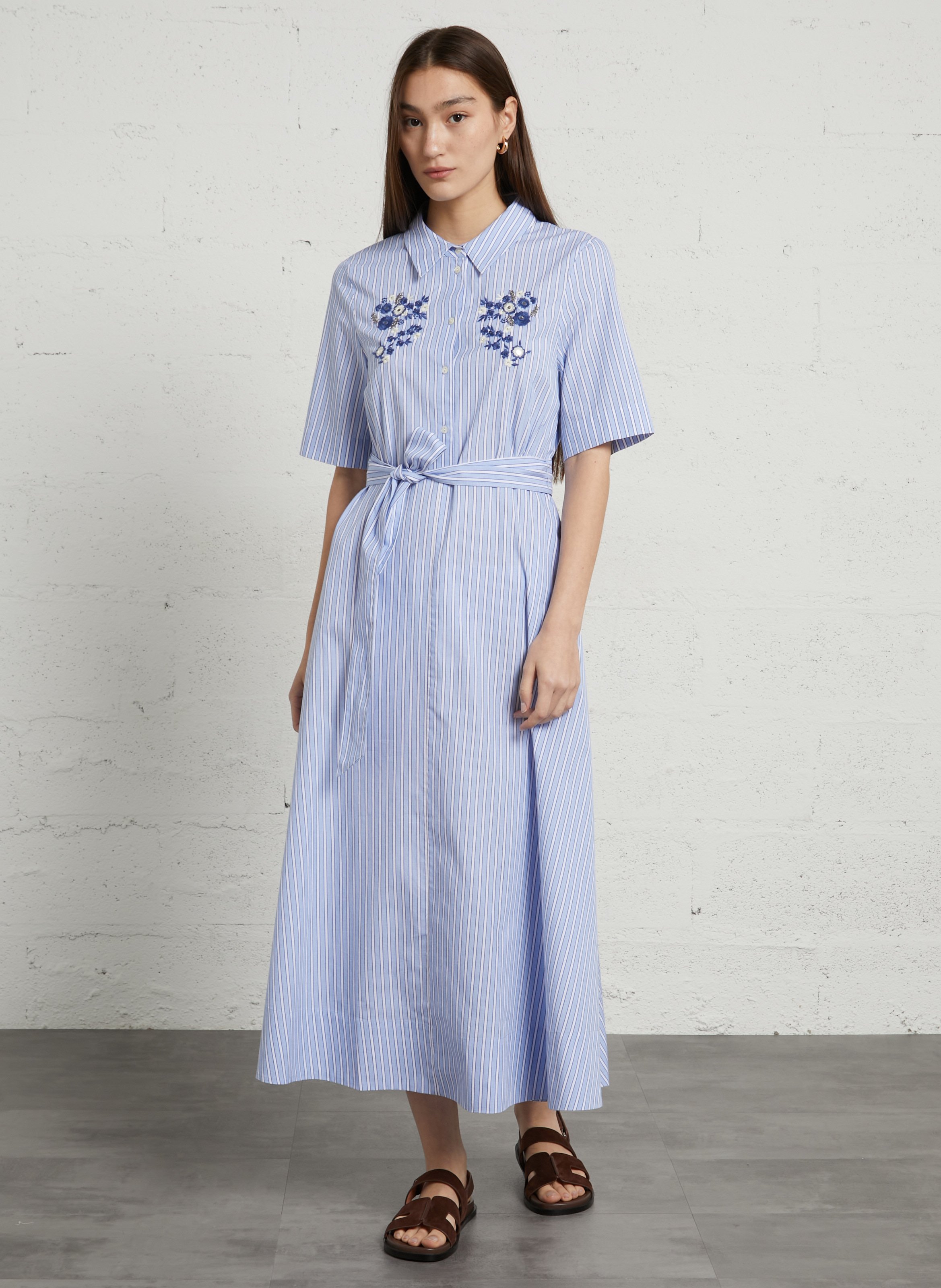 Long A-line cotton dress BELLA JONES Blue