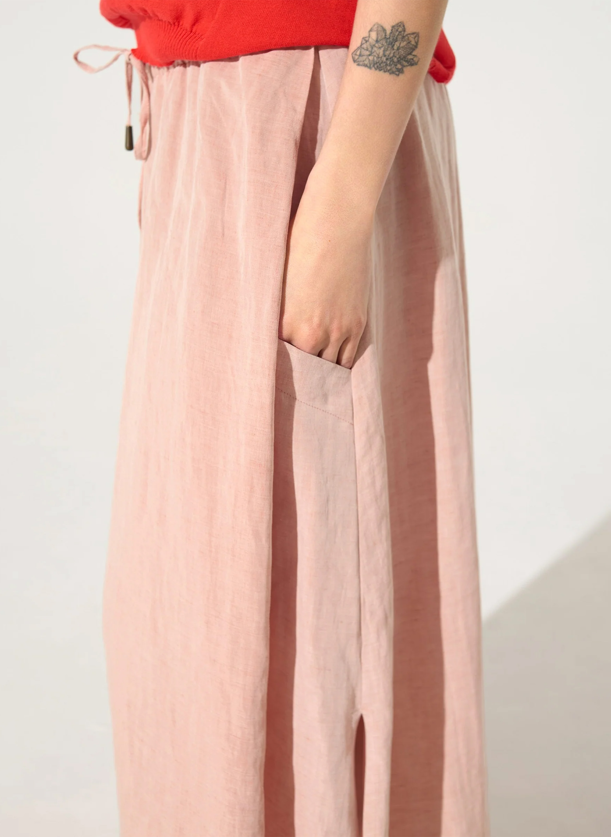 Jupe évasée en lin mélangé COTELAC ACOTE Rose