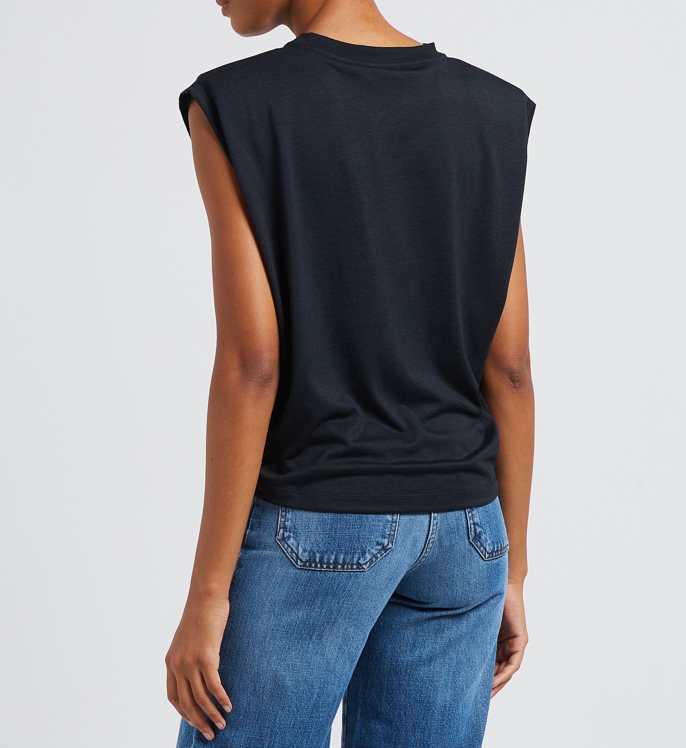 Weites Rundhals-T-Shirt mit Schulterpolstern SESSUN Schwarz