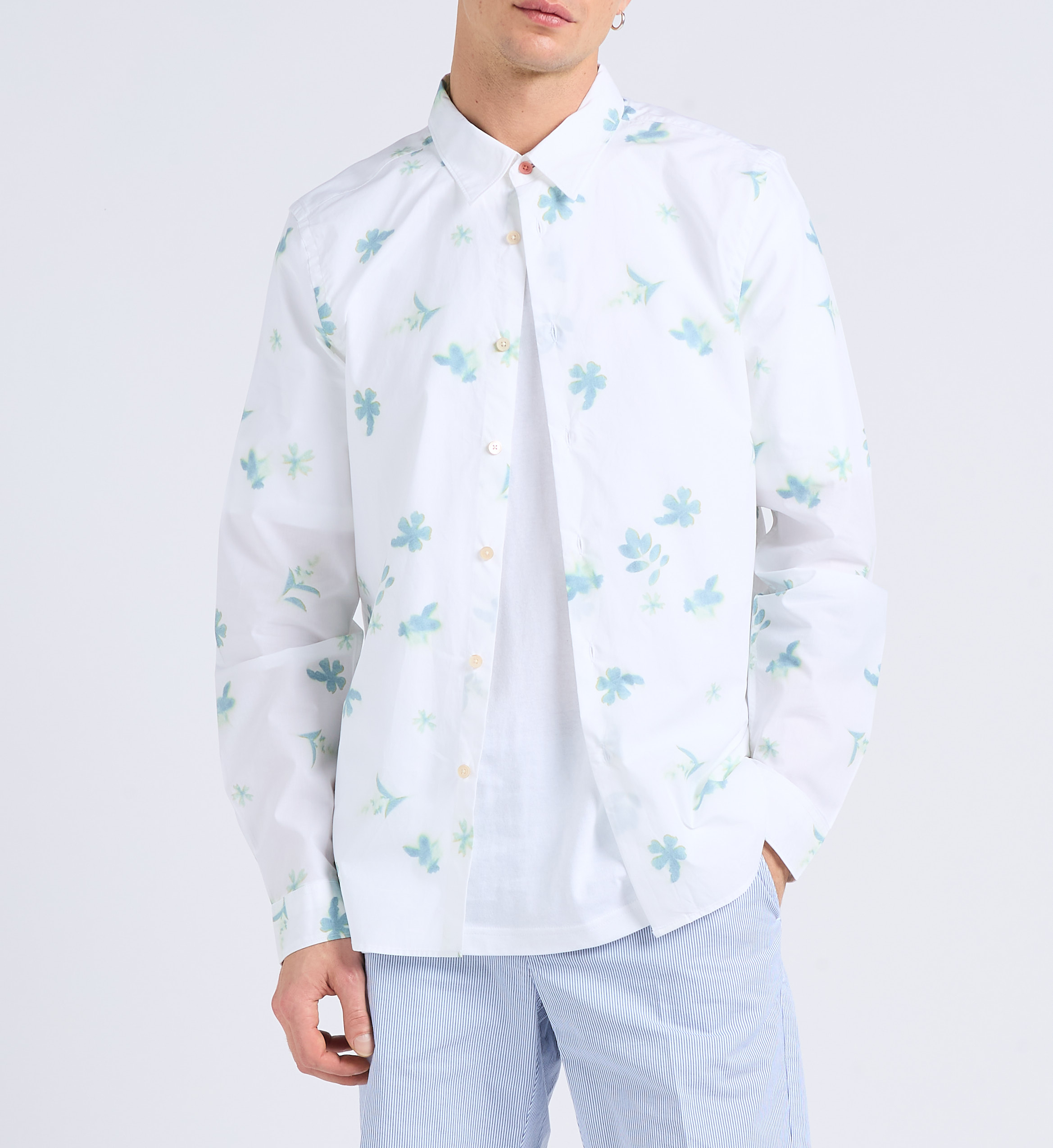 Printed organic cotton shirt with classic collar PAUL SMITH White