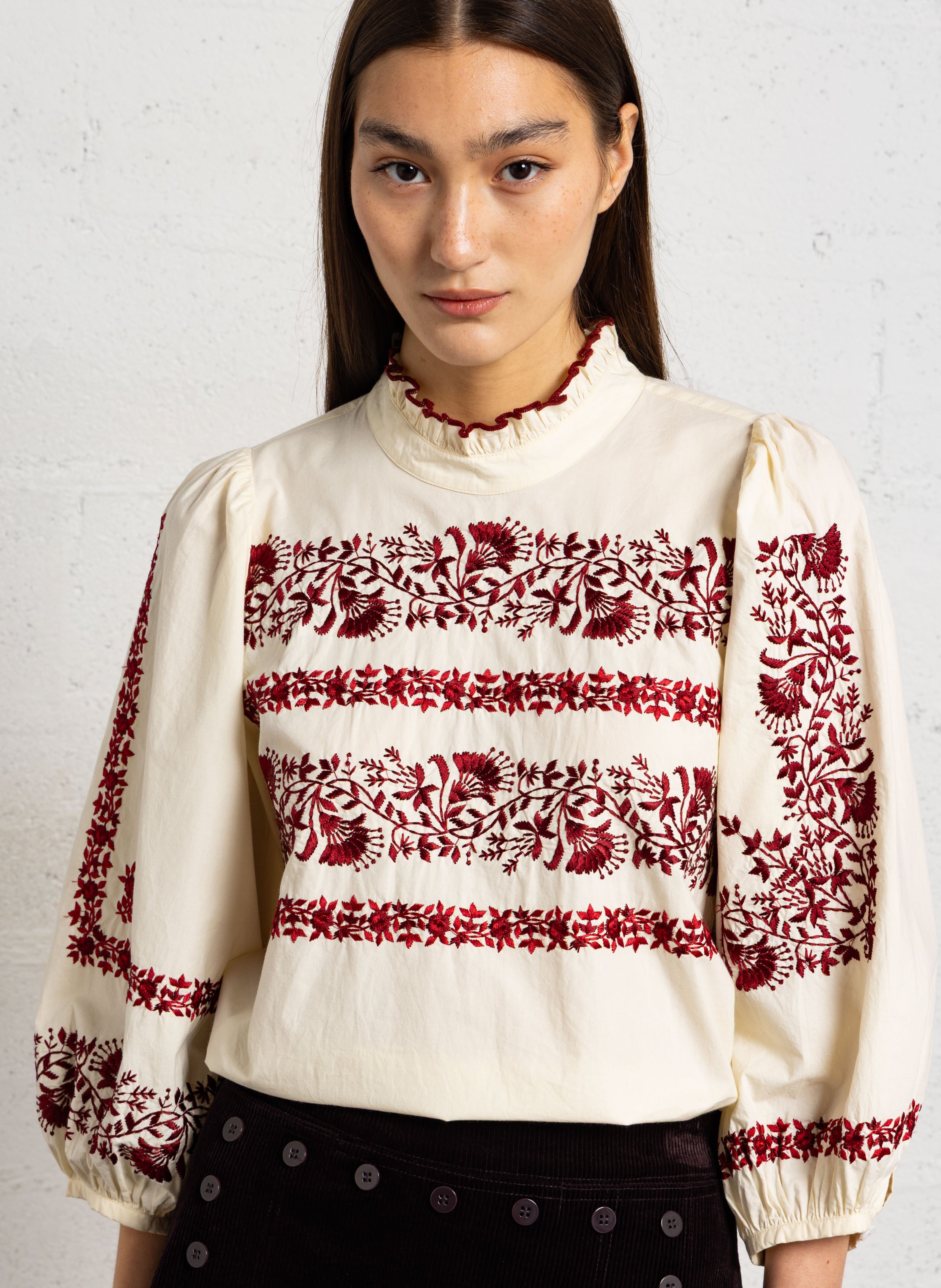 Loose-fit cotton top ANTIK BATIK White