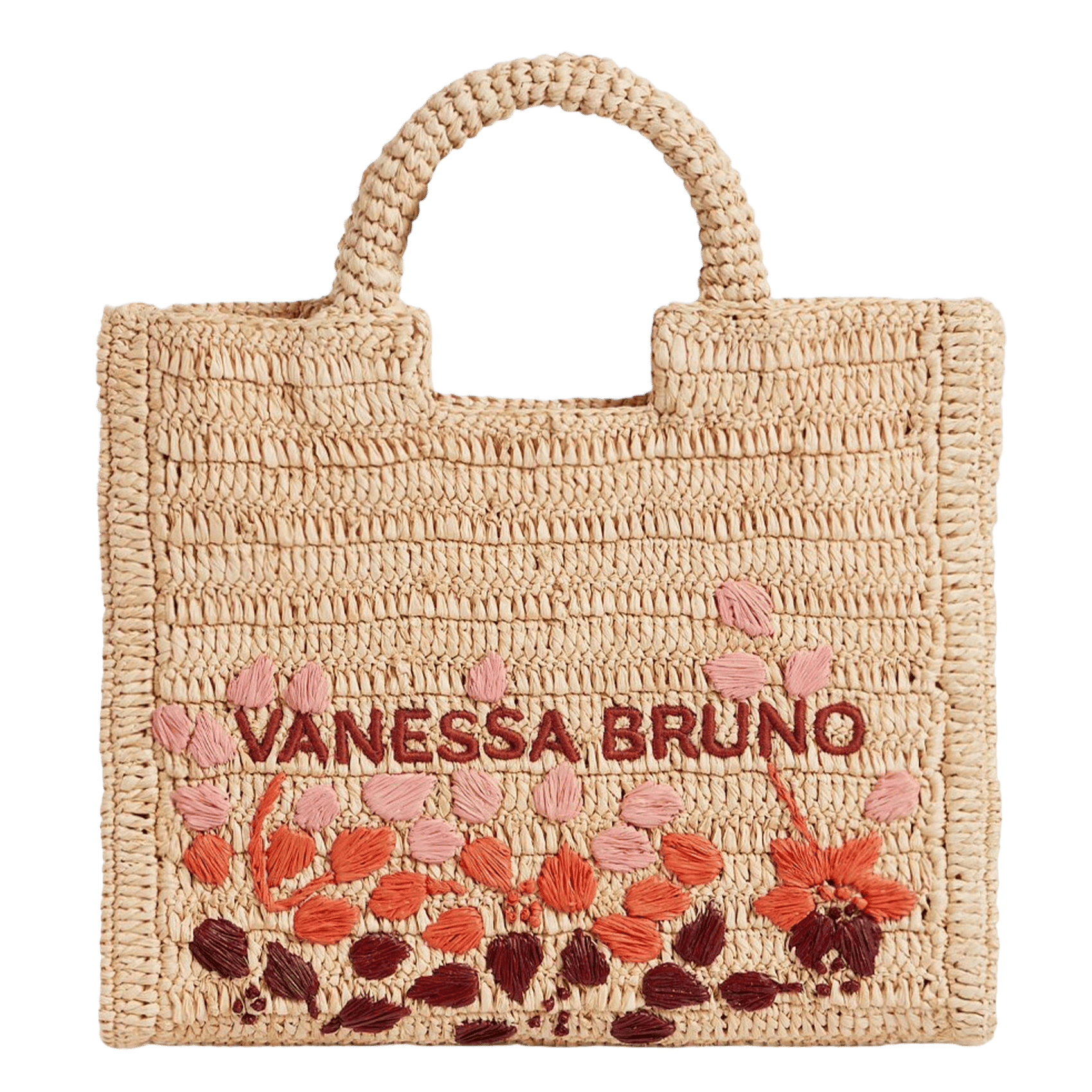 Sac panier brodé en raphia VANESSA BRUNO Multicolored