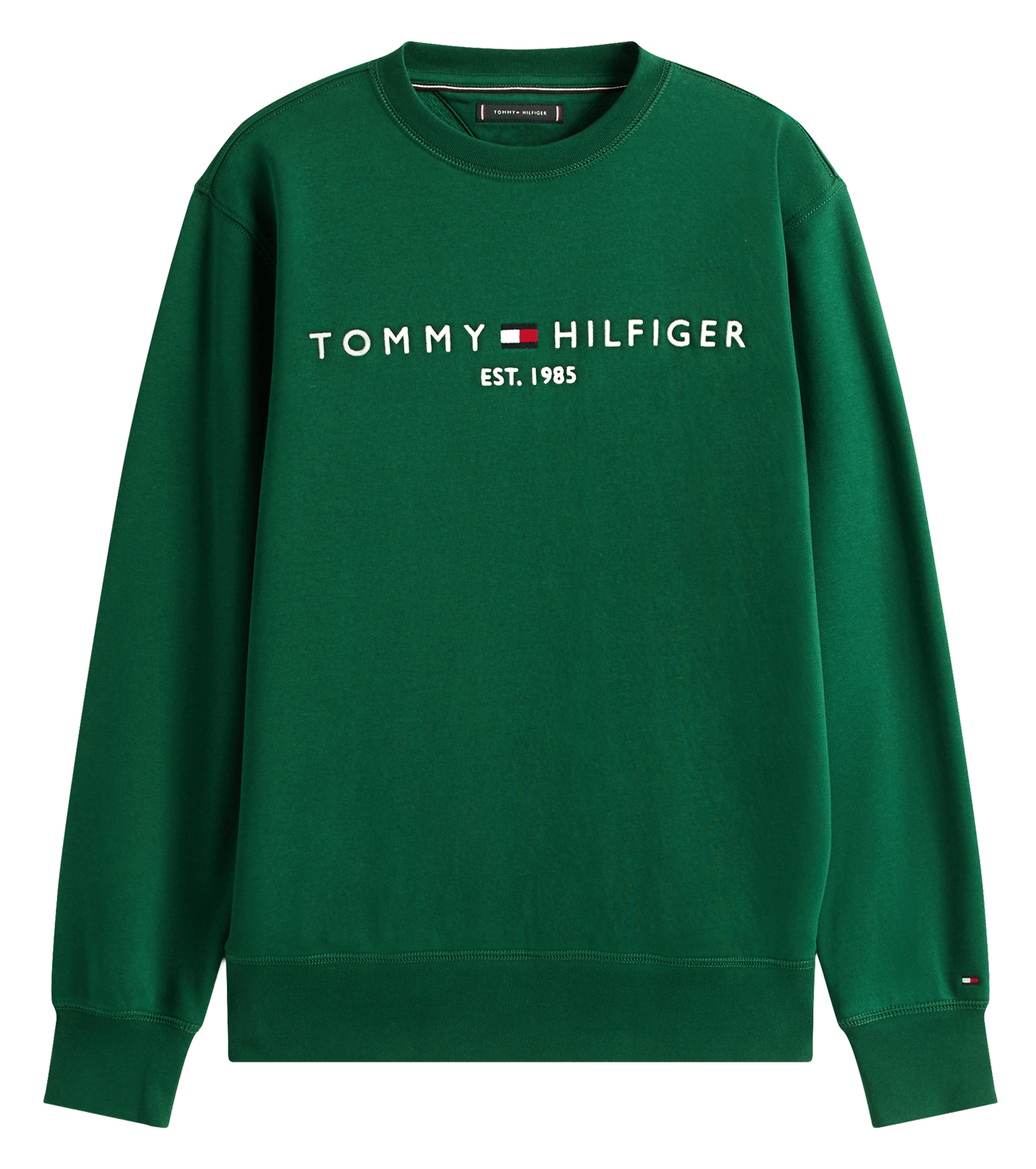 Sweat col rond regular-fit brodé en coton bio TOMMY HILFIGER Vert