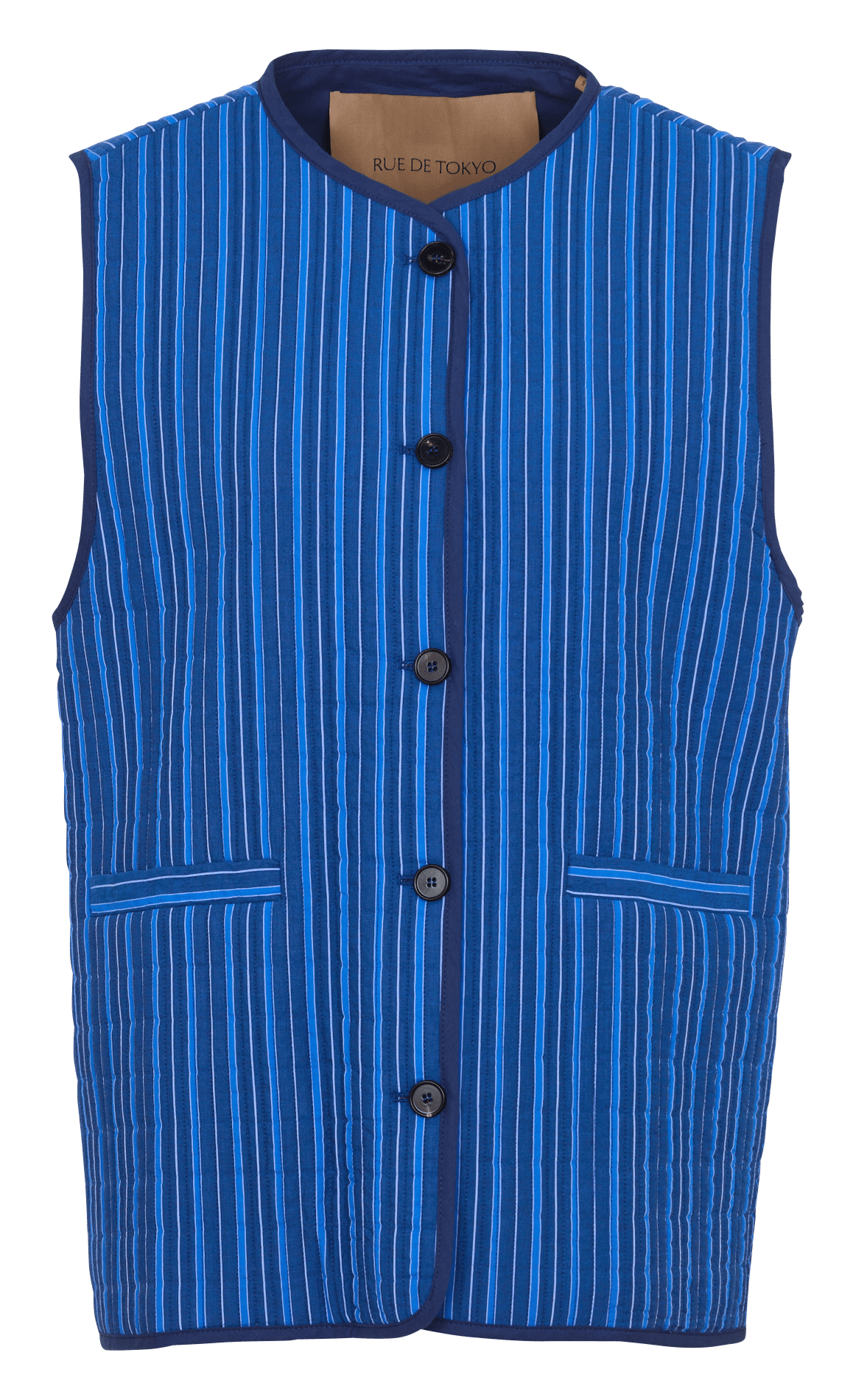 Sleeveless round neck striped vest RUE DE TOKYO Blue