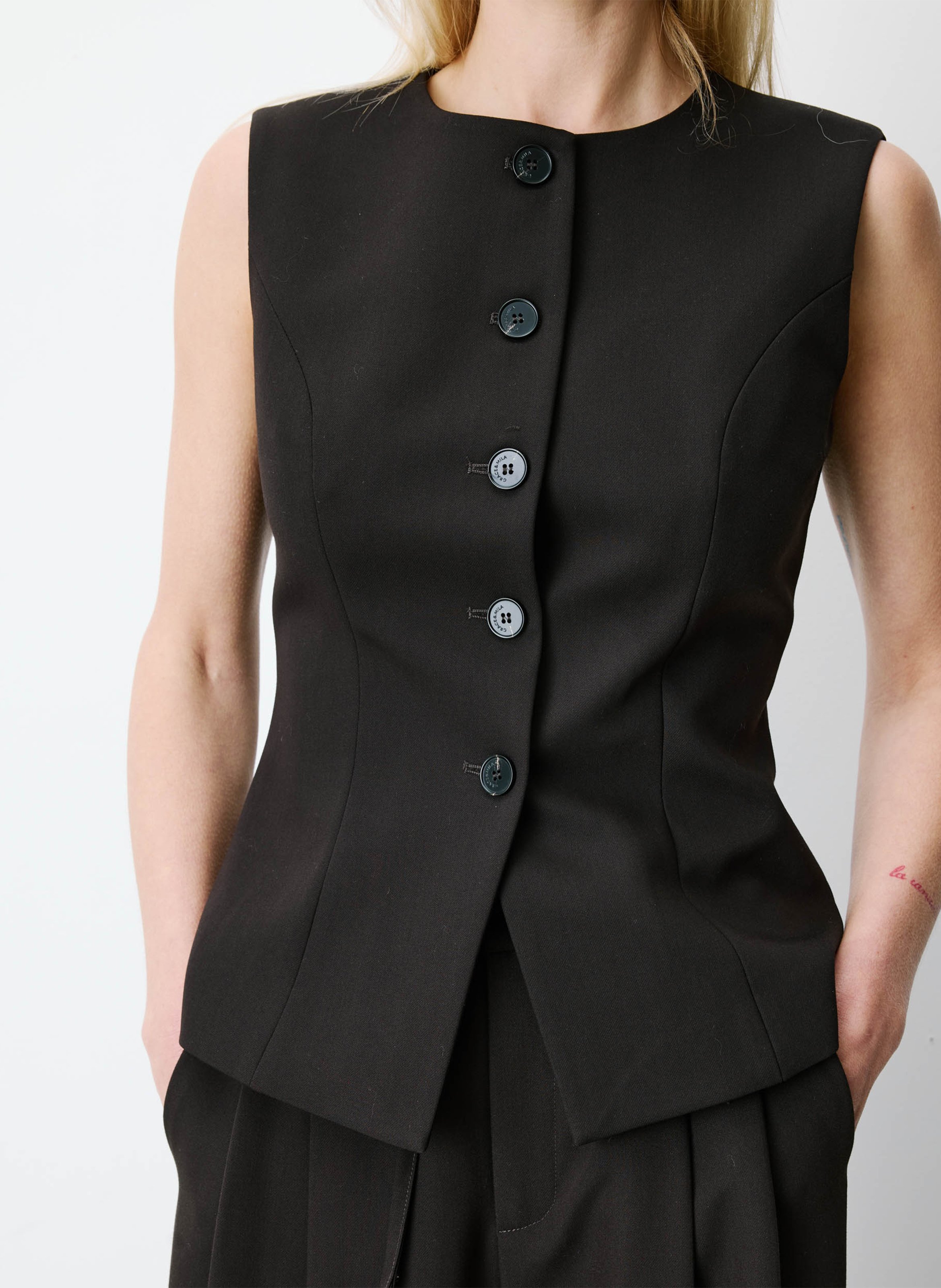 Gilet droit col rond GRACE ET MILA Marron