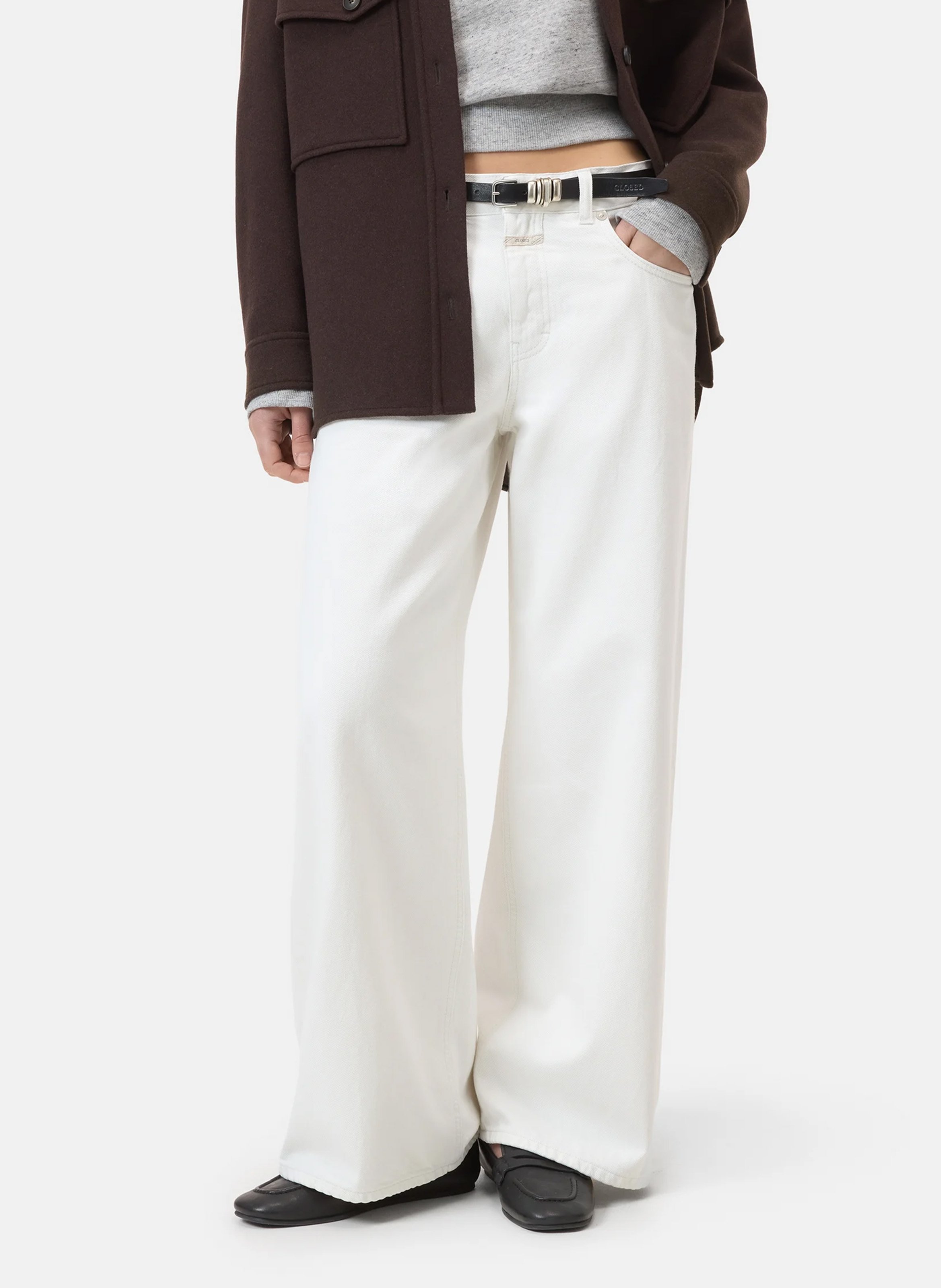 Wide-leg cotton jeans CLOSED Beige