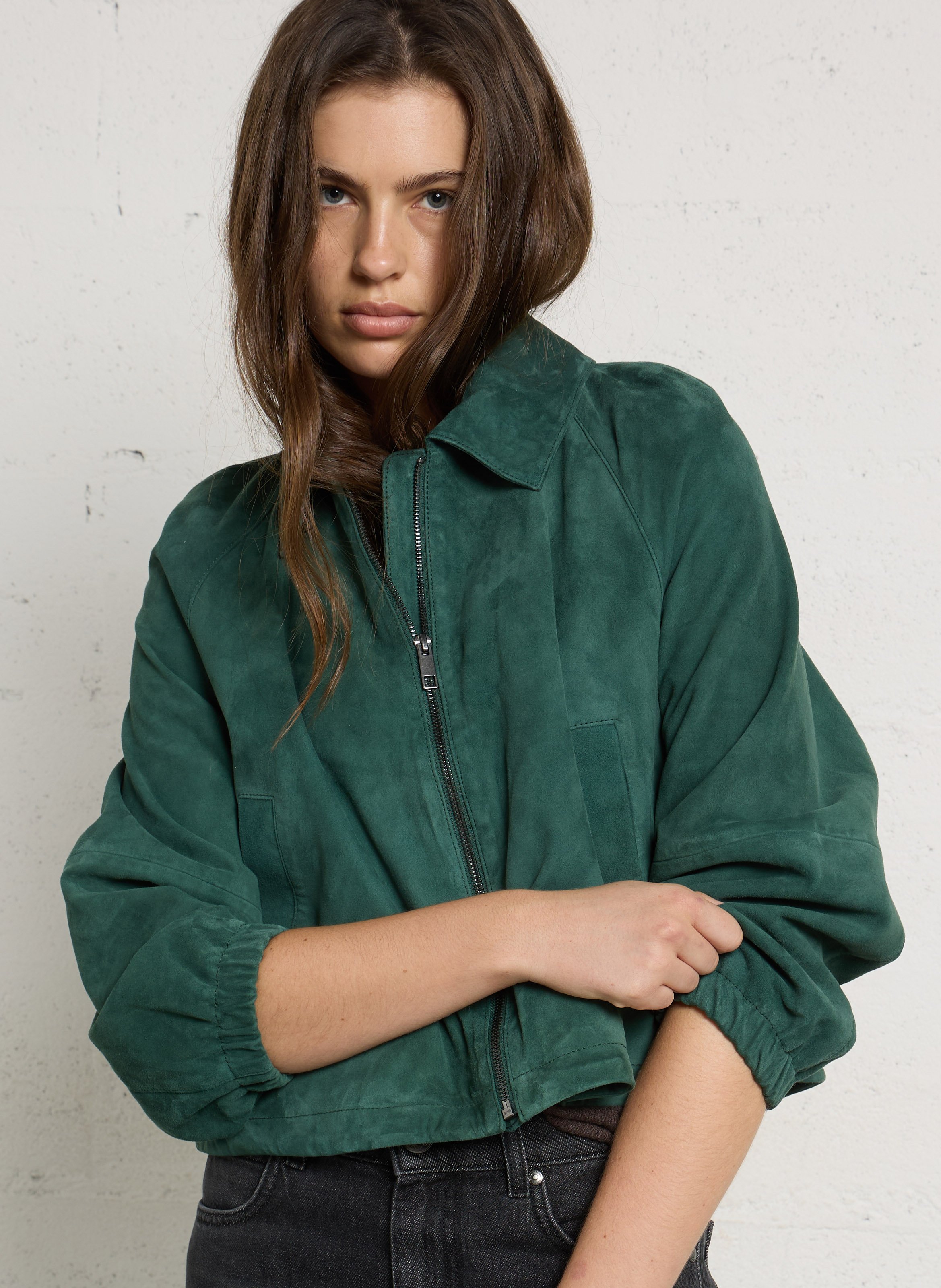 Gewachste Wildlederjacke MAX MARA WEEK END Grun
