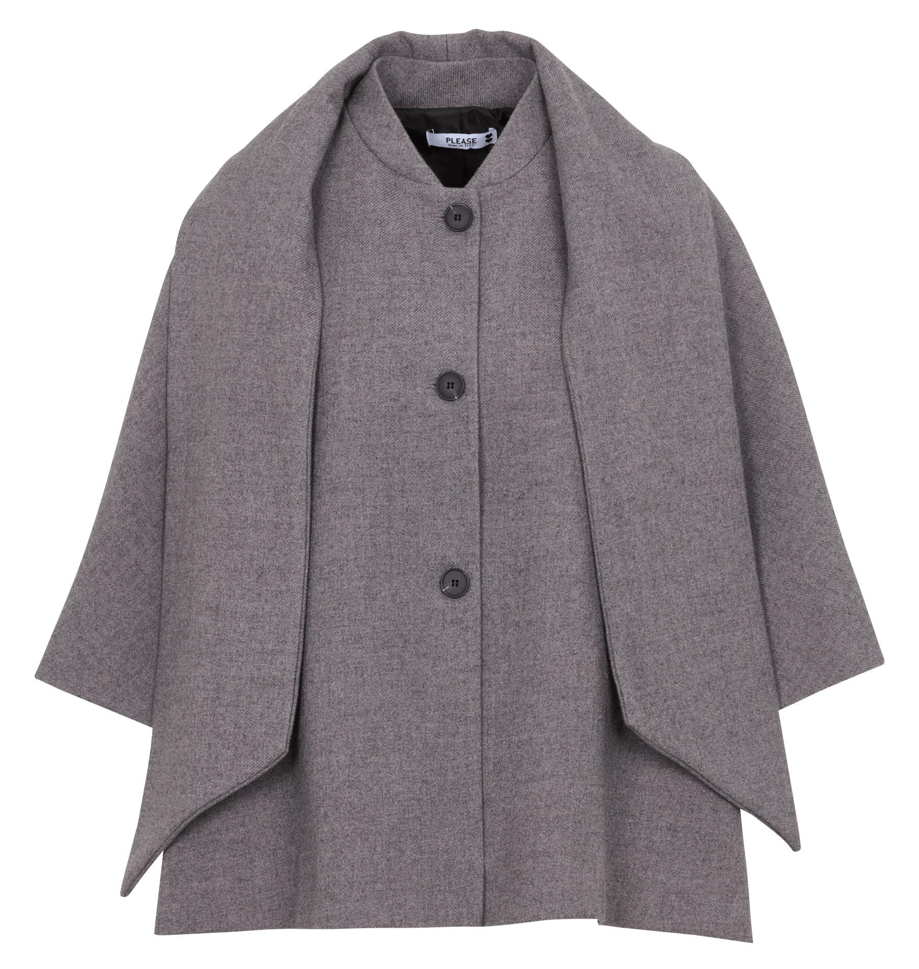 Short Oversized Solid Color Coat PLEASE Grey