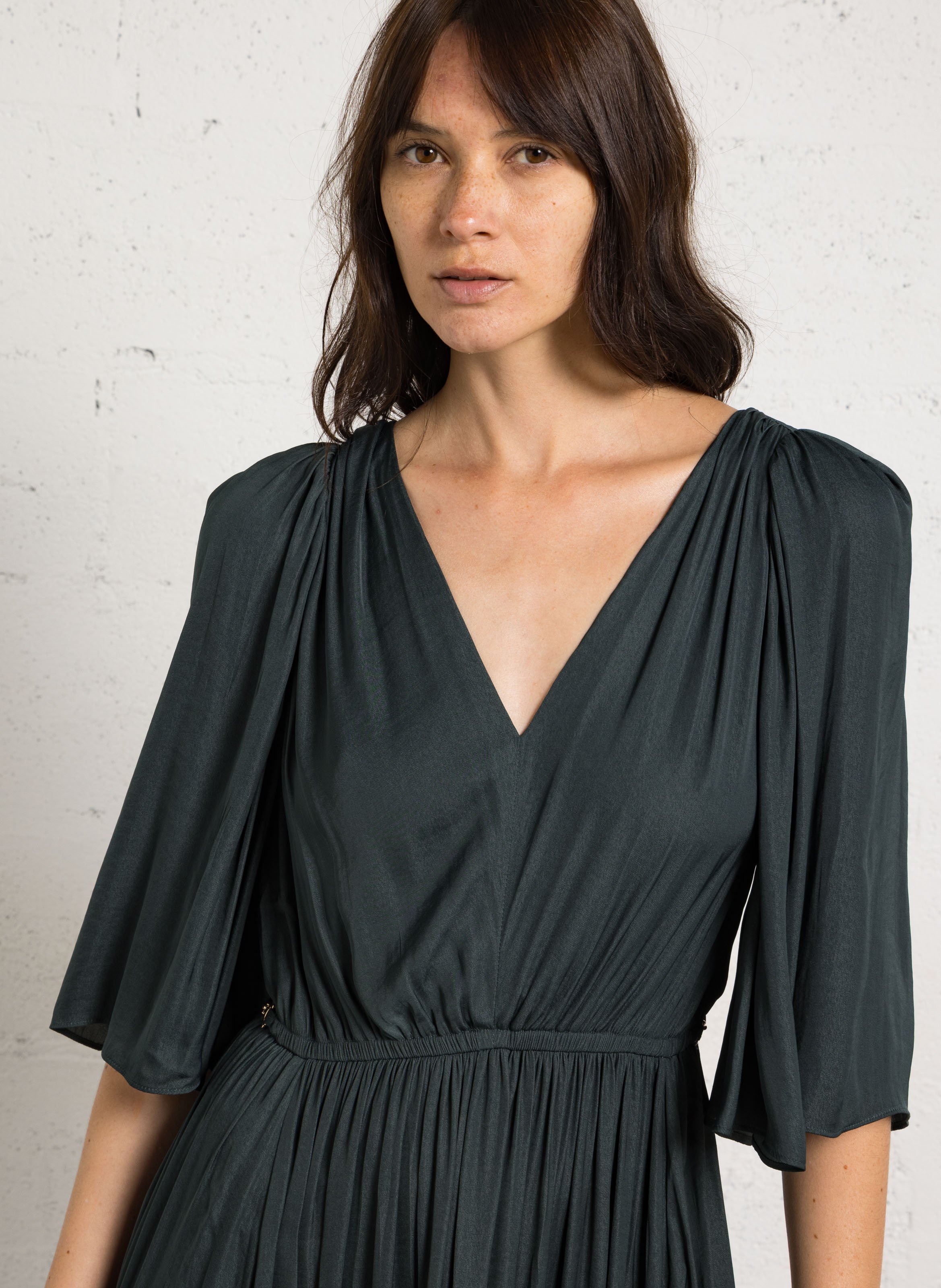 Robe longue col V unie MAISON 123 Bleu