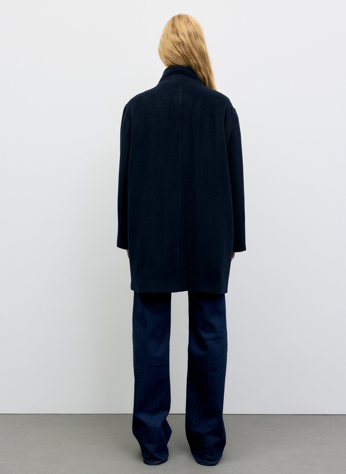 Manteau droit col montant en laine et angora GERARD DAREL Bleu