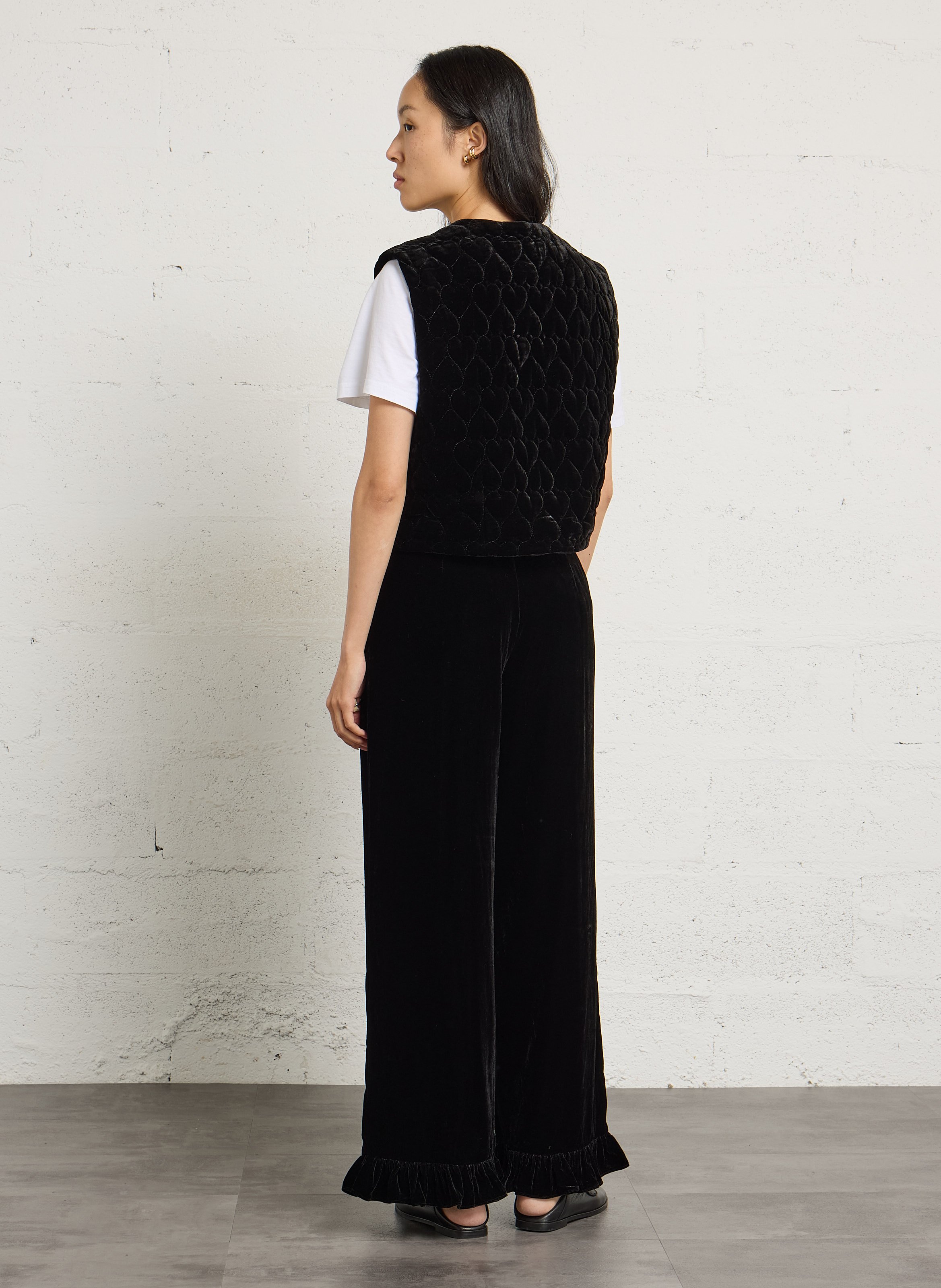 Veste col rond sans manches DES PETITS HAUTS Noir