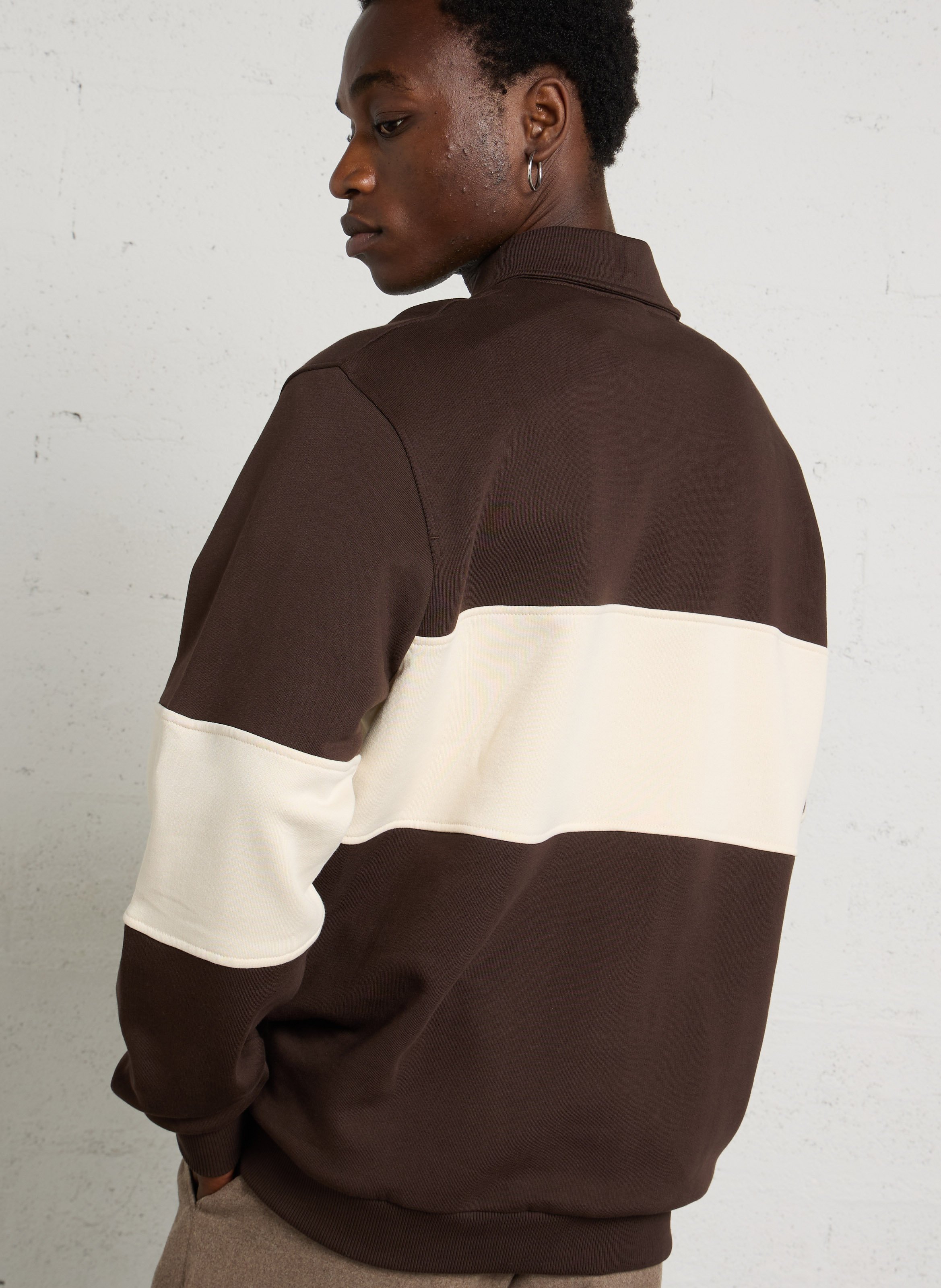 Sweat brodé bi-color en coton bio LES DEUX Marron