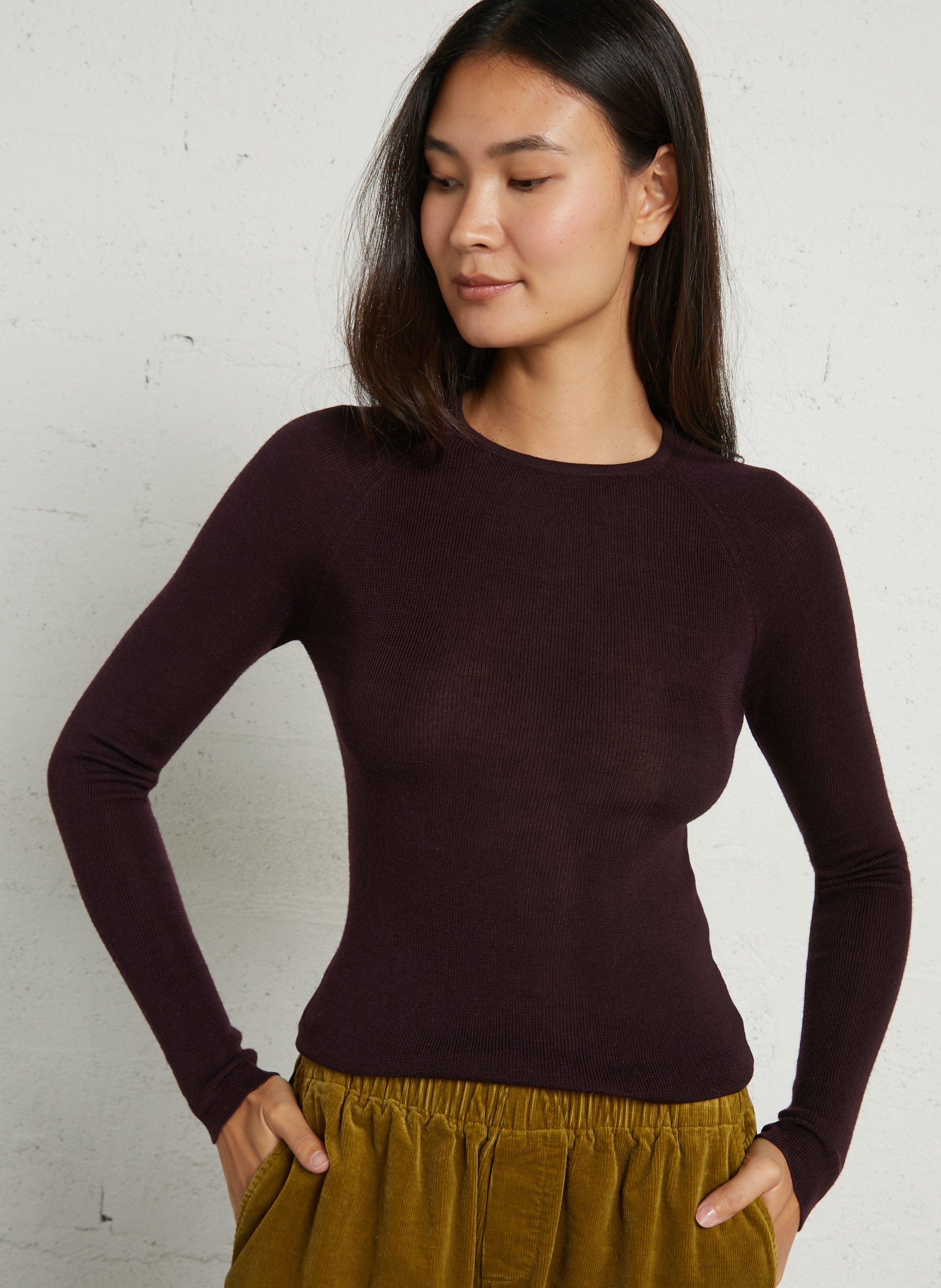 Round-neck wool-blend top MAJESTIC FILATURES