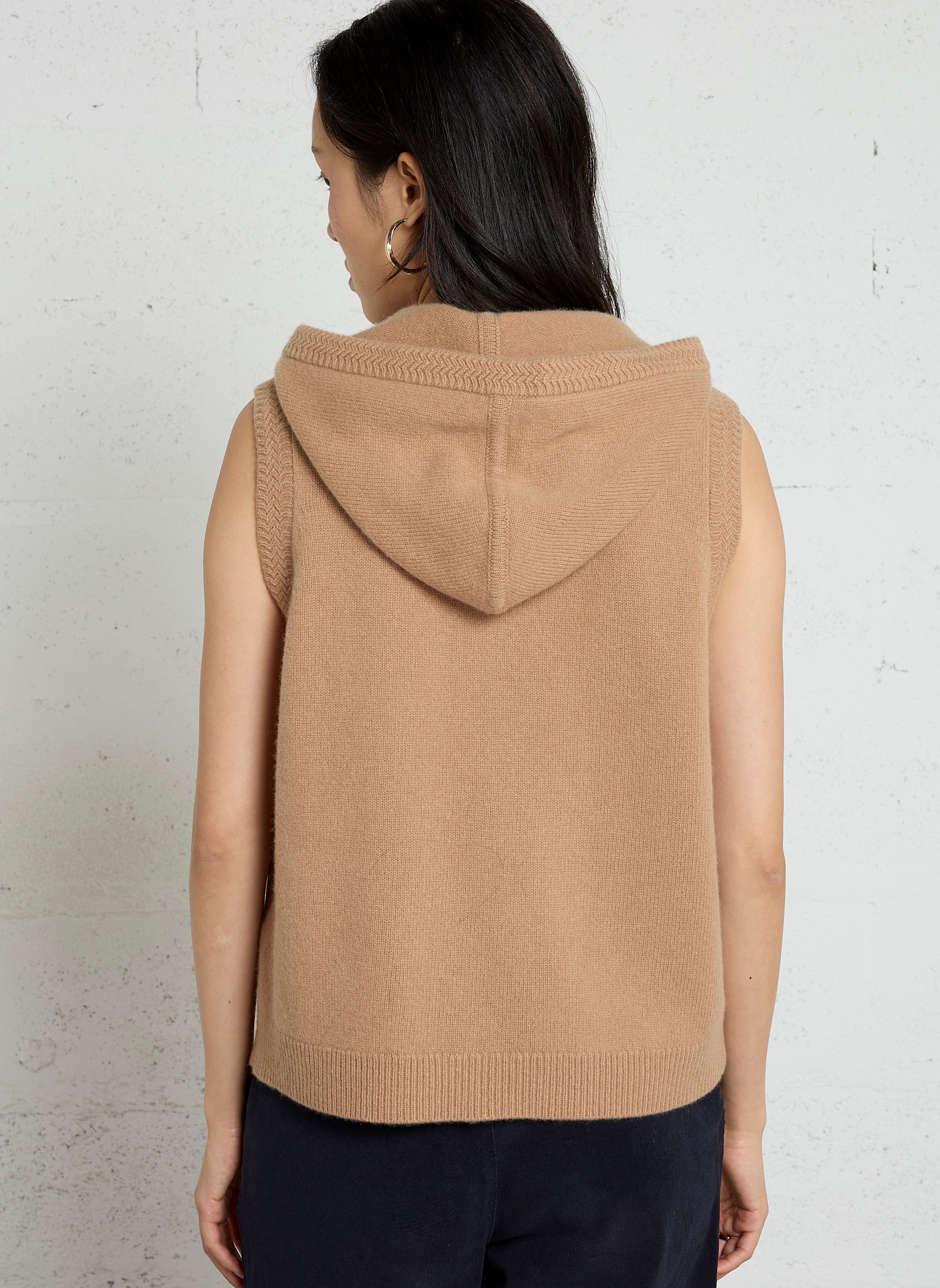 Sleeveless hooded wool cardigan SUD EXPRESS Brown