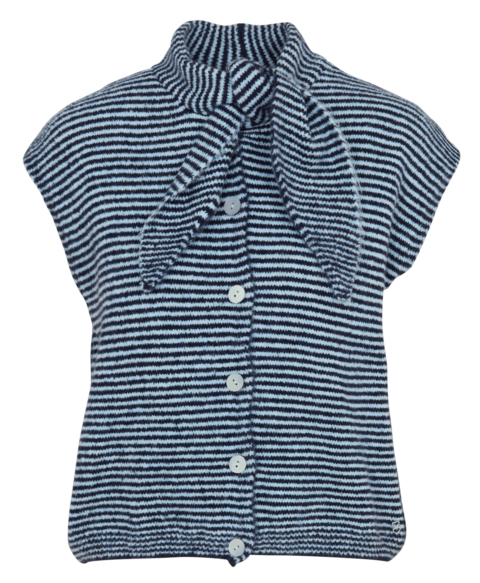 Gestreepte mouwloze gilet met strikkraag PLEASE