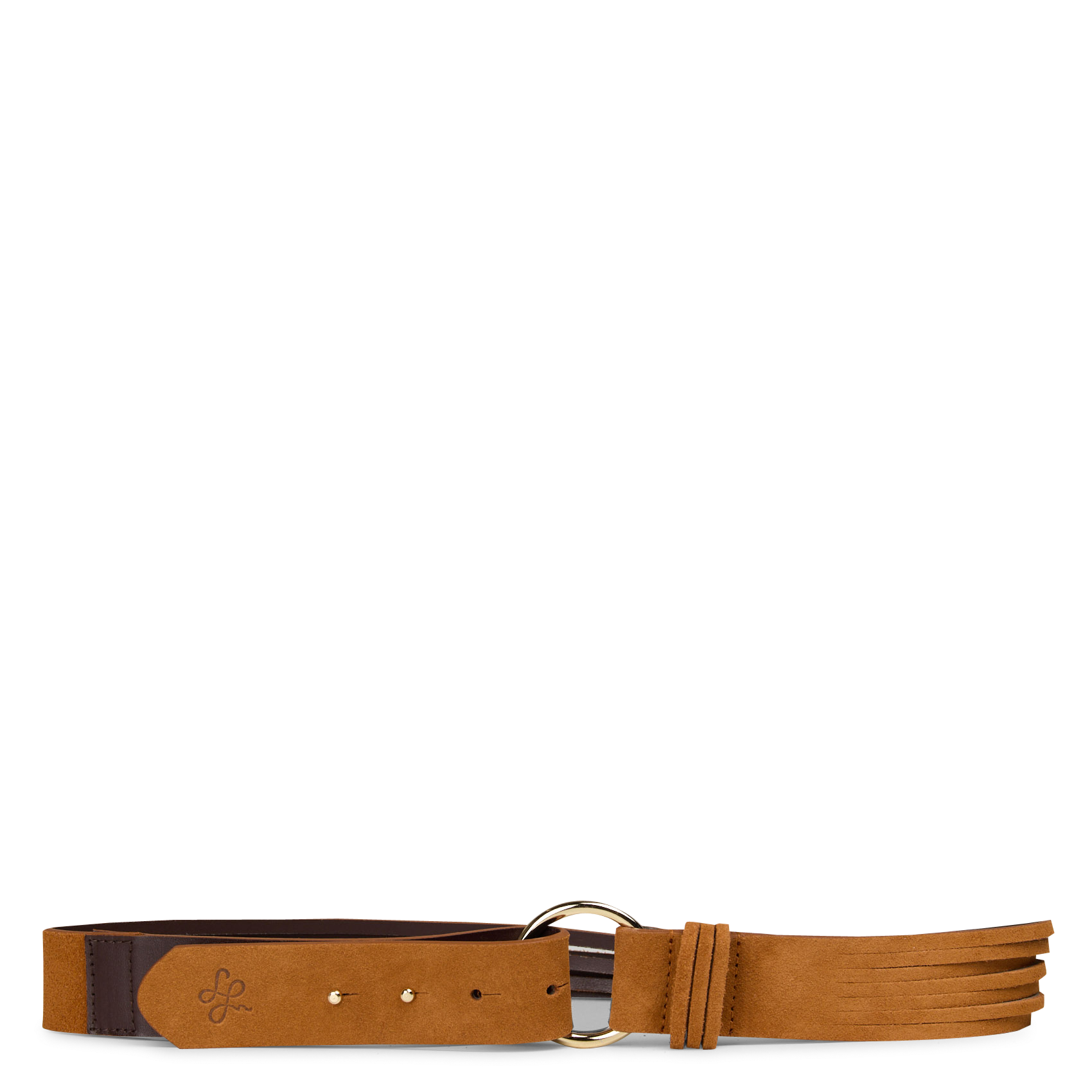 Ceinture à boucle ronde en cuir LA FEE MARABOUTEE Marron