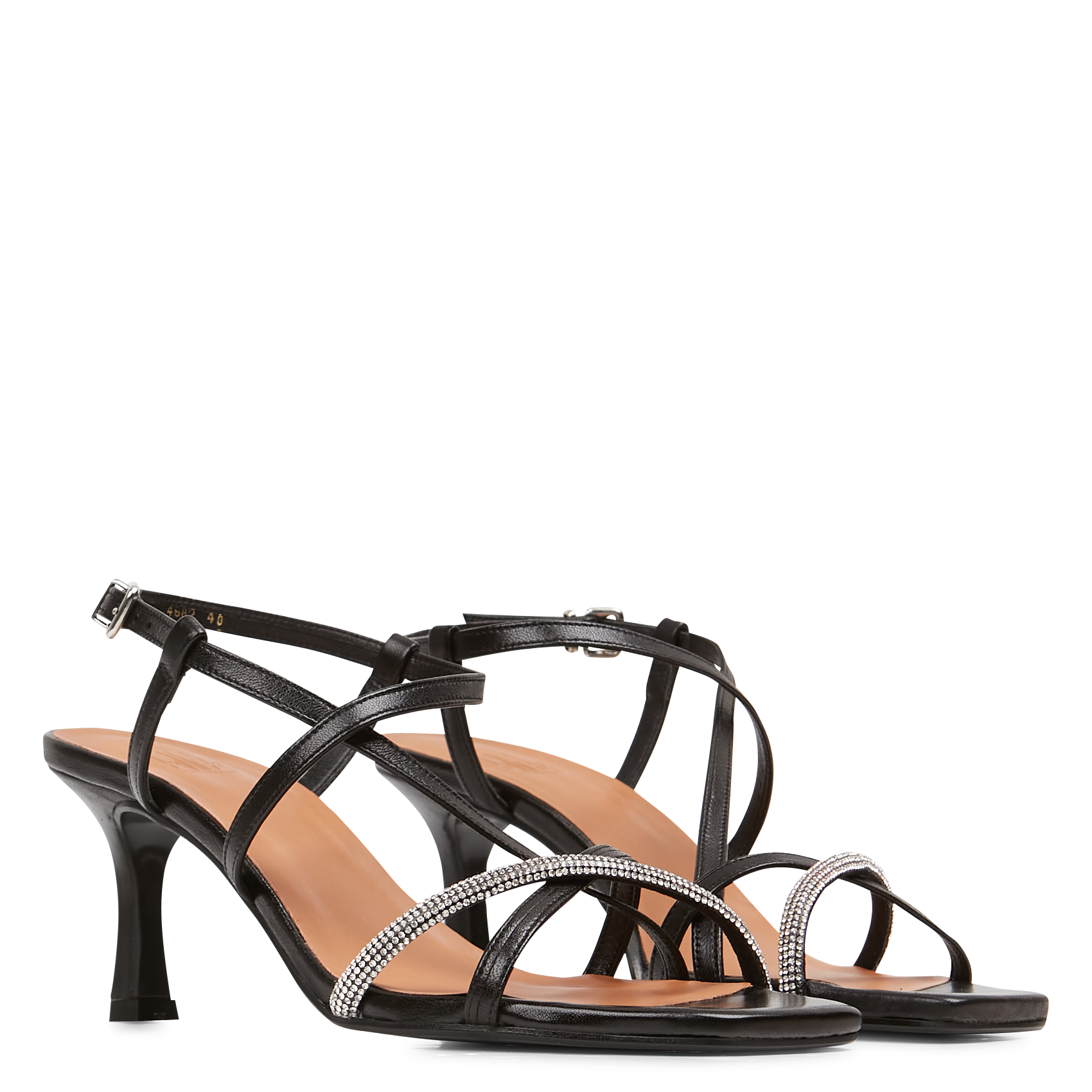 Sandales à talon en cuir  Noir