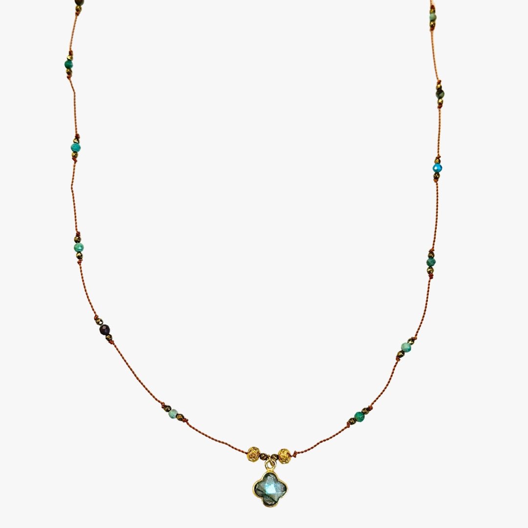 Labradorite nylon cord necklace GINANDGER Multicolored