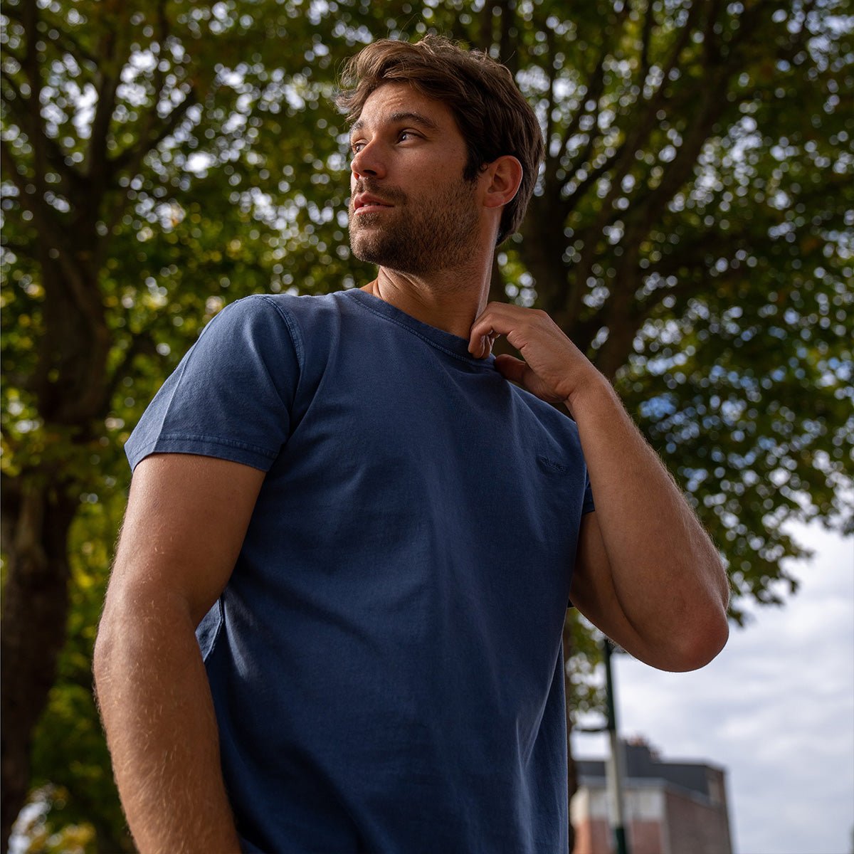 Organic cotton garment-dyed T-shirt BILLYBELT Blue