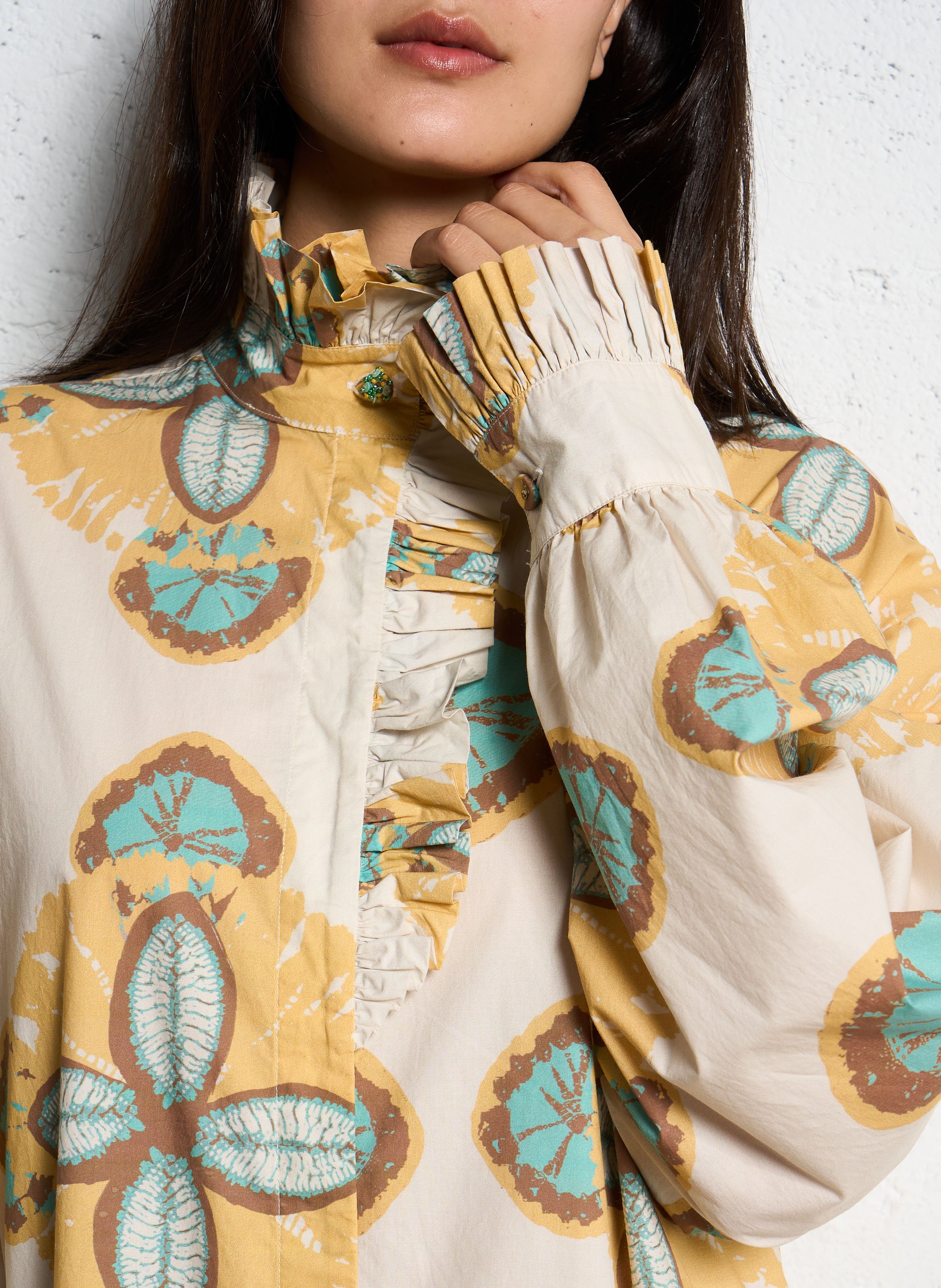 Long printed cotton dress V DE VINSTER Yellow