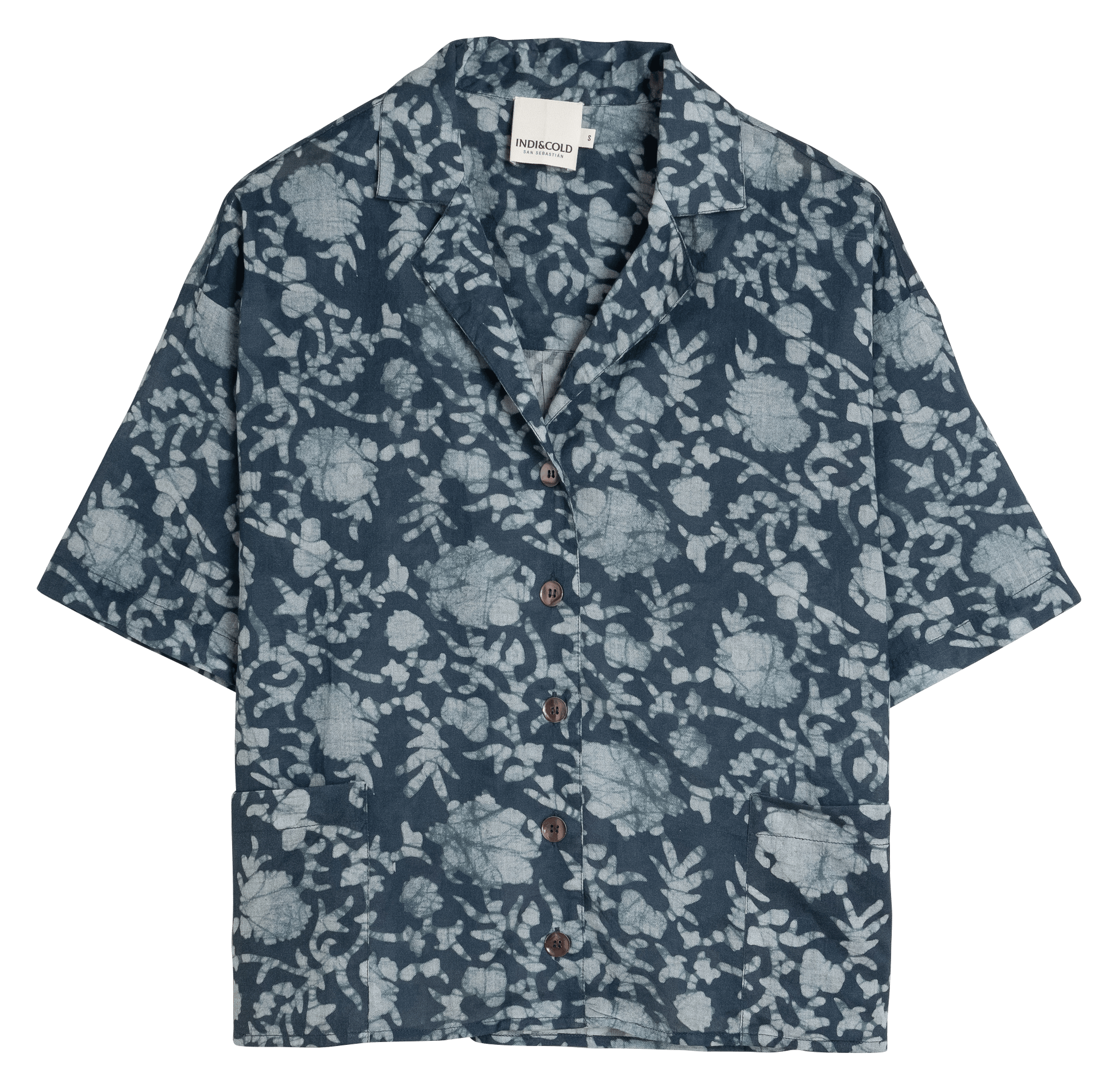 Bio-Baumwollbluse mit klassischem Kragen INDI & COLD Blau