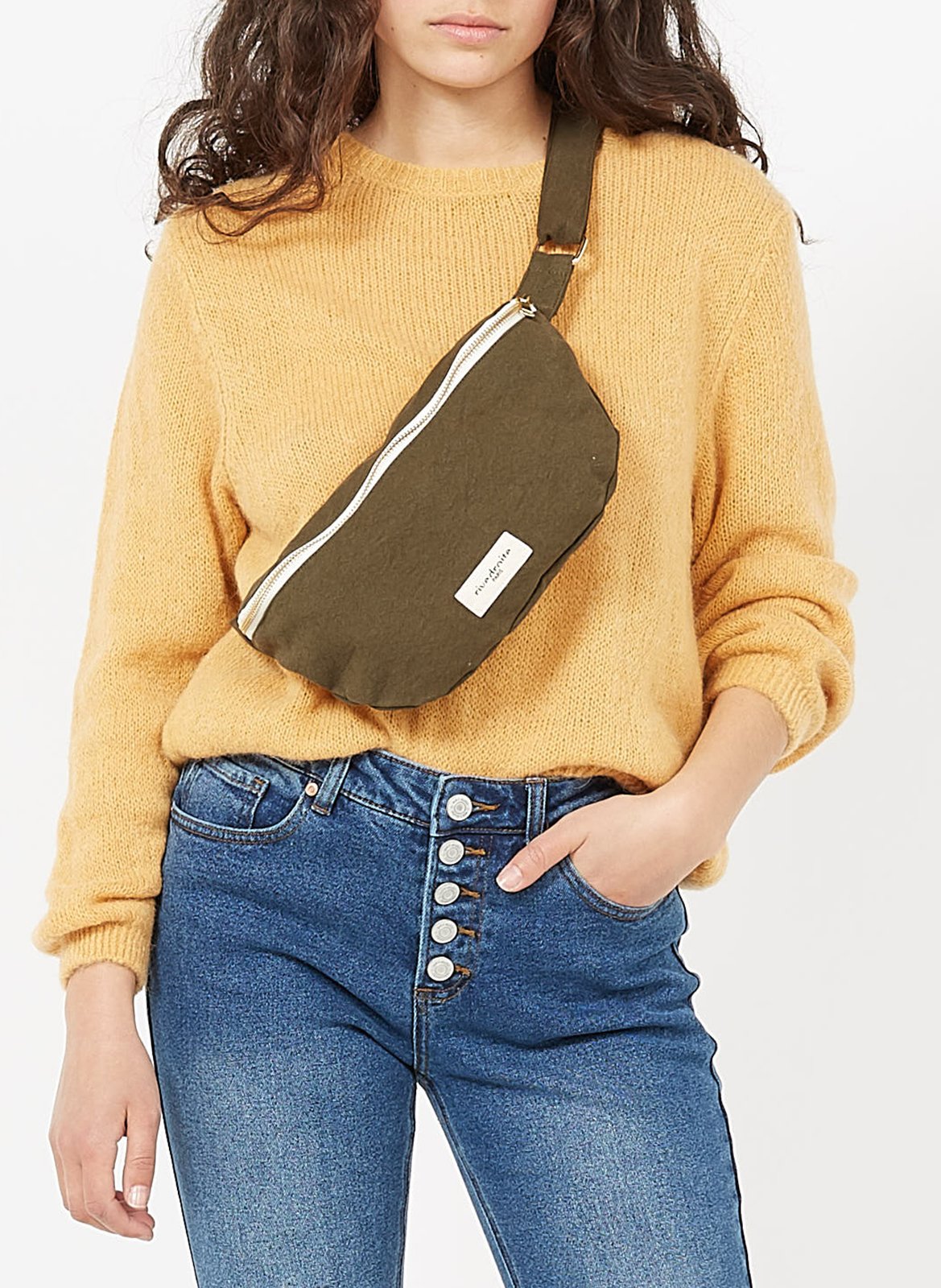 Zipped recycled cotton waist bag RIVEDROITE PARIS Green