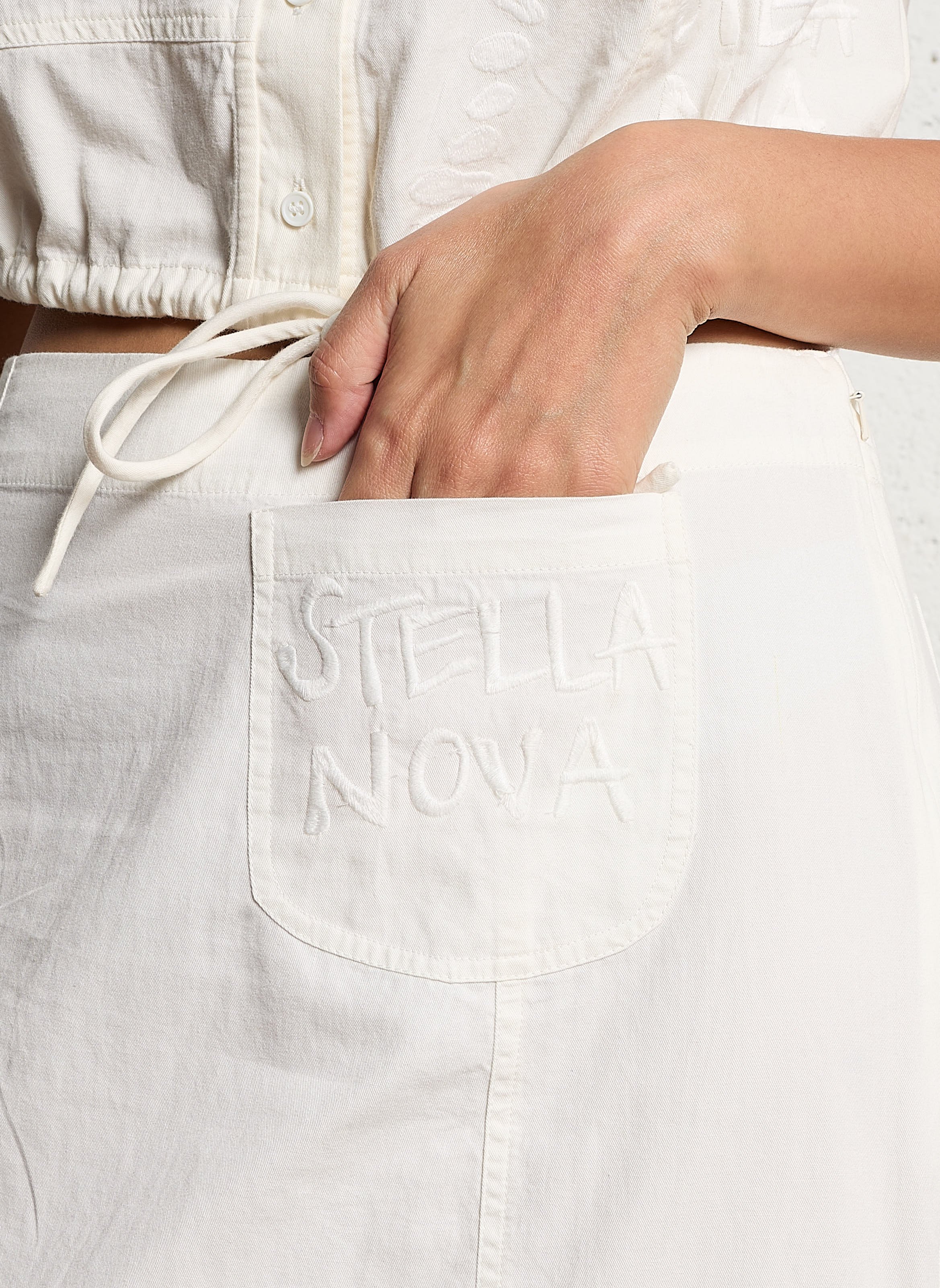 Embroidered cotton midi skirt STELLA NOVA White