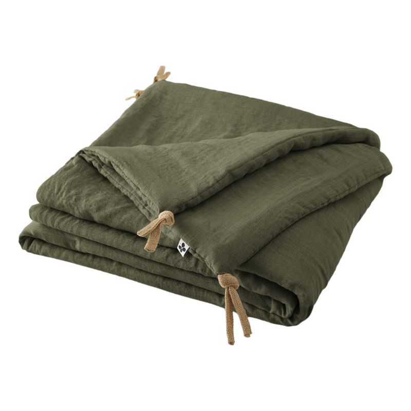 Cotton gauze bedspread or end-of-bed throw L'EFFET PAPILLON Green