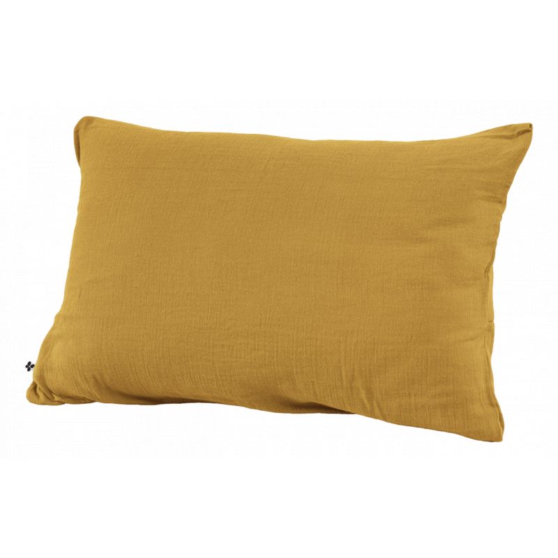 Cotton percale pillow case L'EFFET PAPILLON Yellow