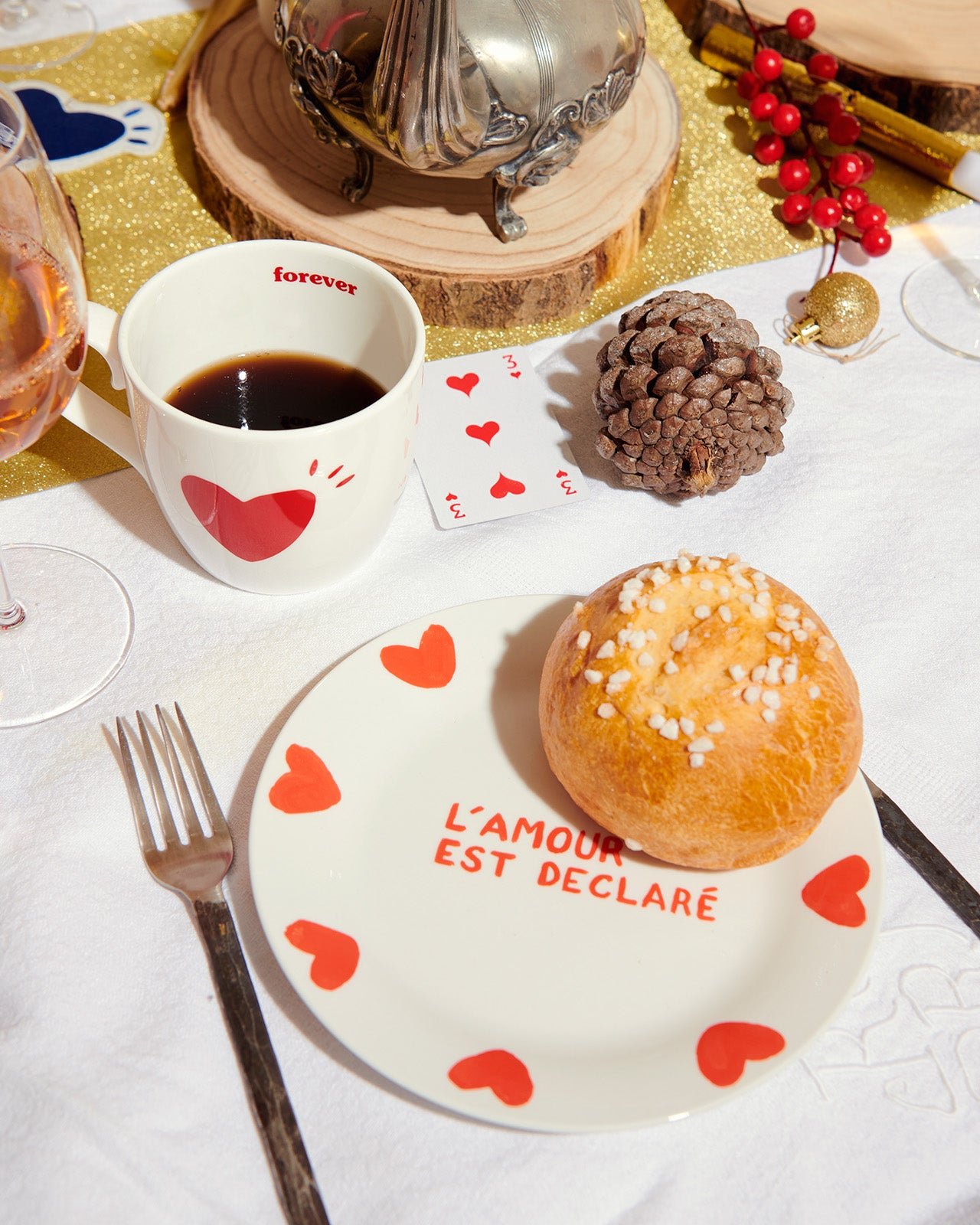 L'assiette à dessert l'amour est déclaré EMOI EMOI Blanc