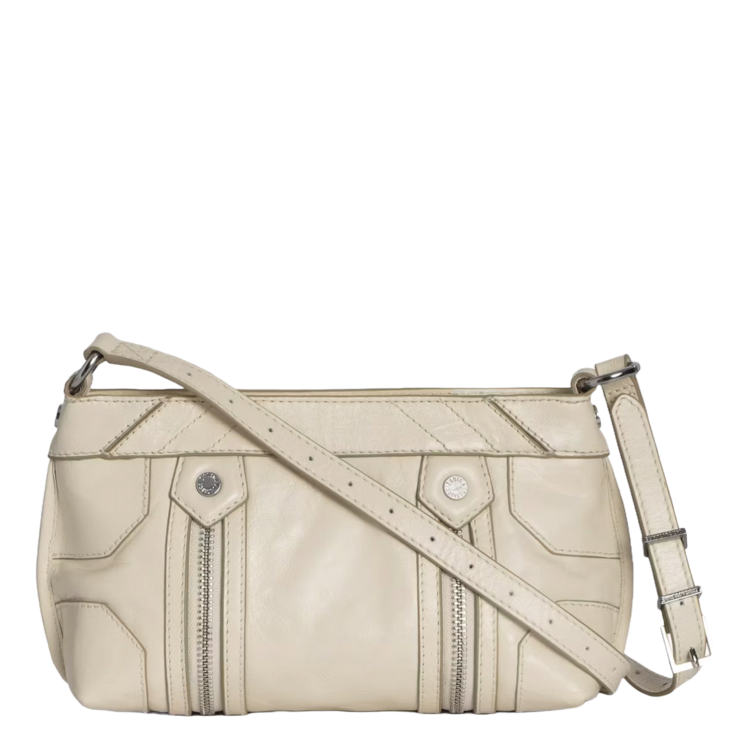 Zipped leather shoulder ZADIG&VOLTAIRE White