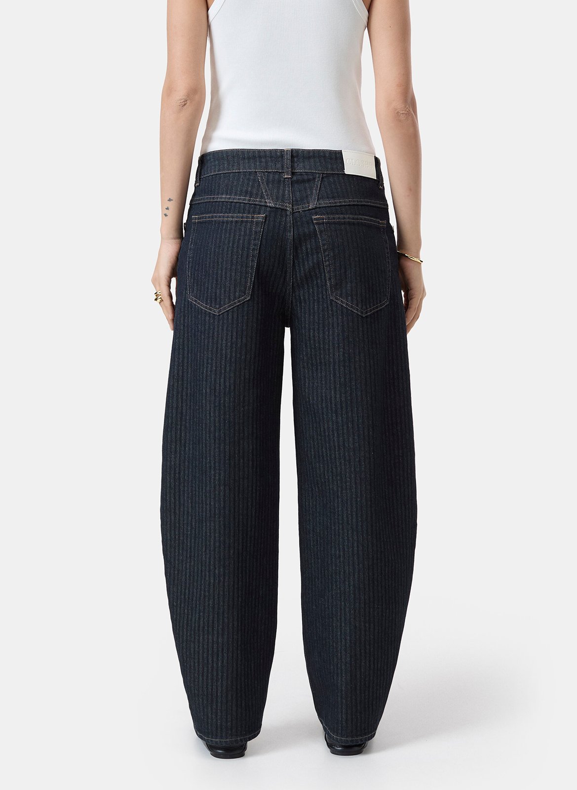 Mixed cotton barrel jeans CLOSED Blue