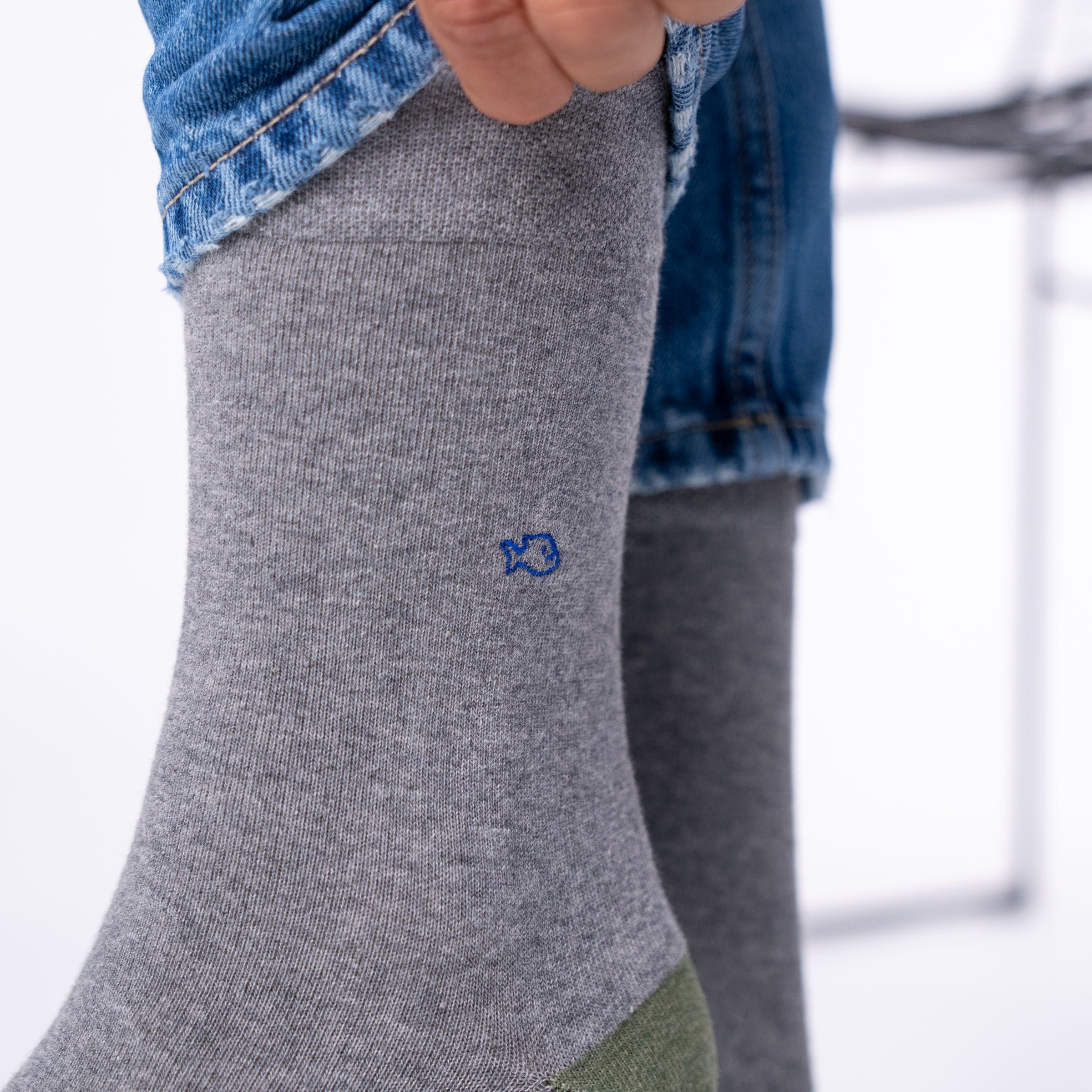 Solid combed cotton socks BILLYBELT Grey