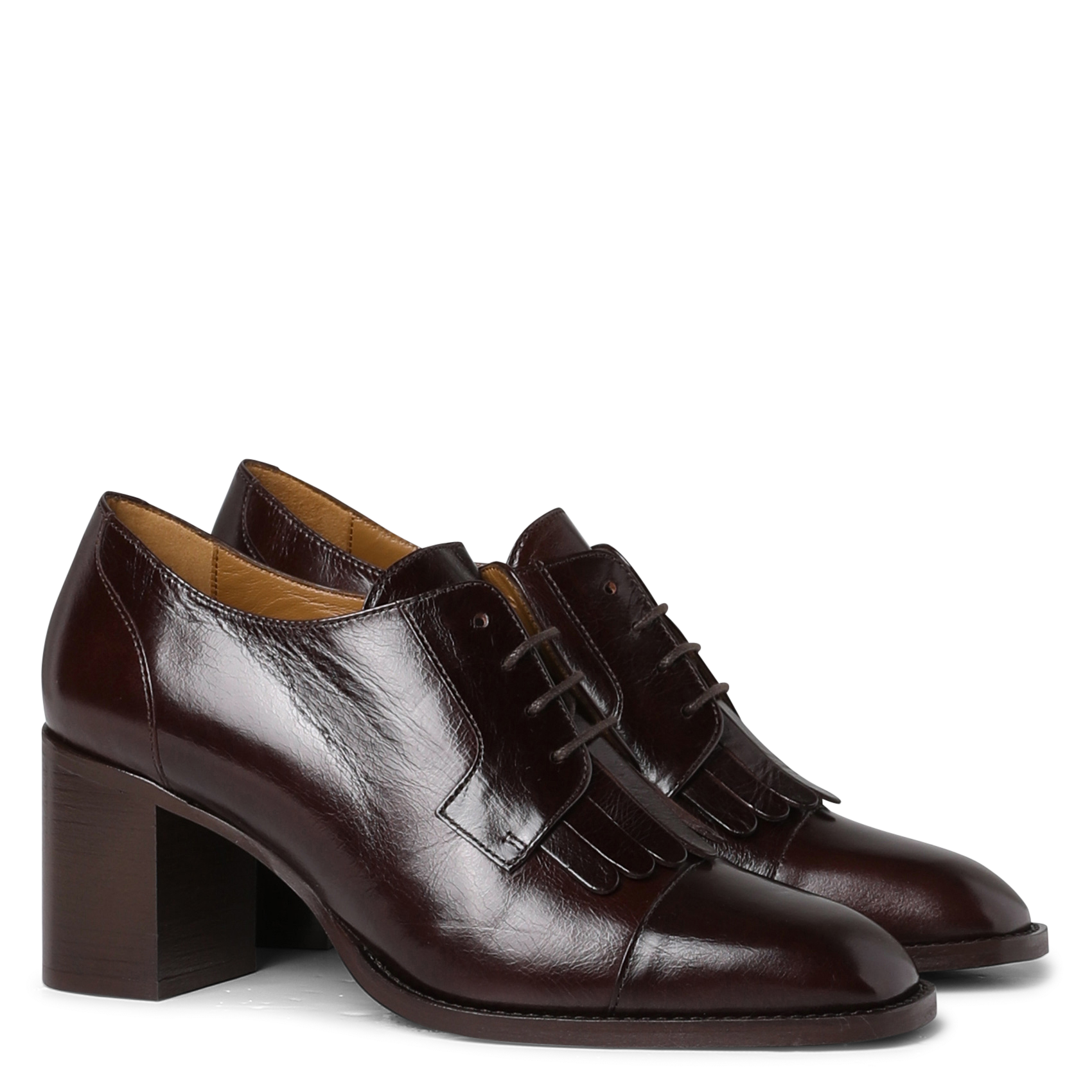 Mocassins vernis à talons en cuir MAISON 123 Marron