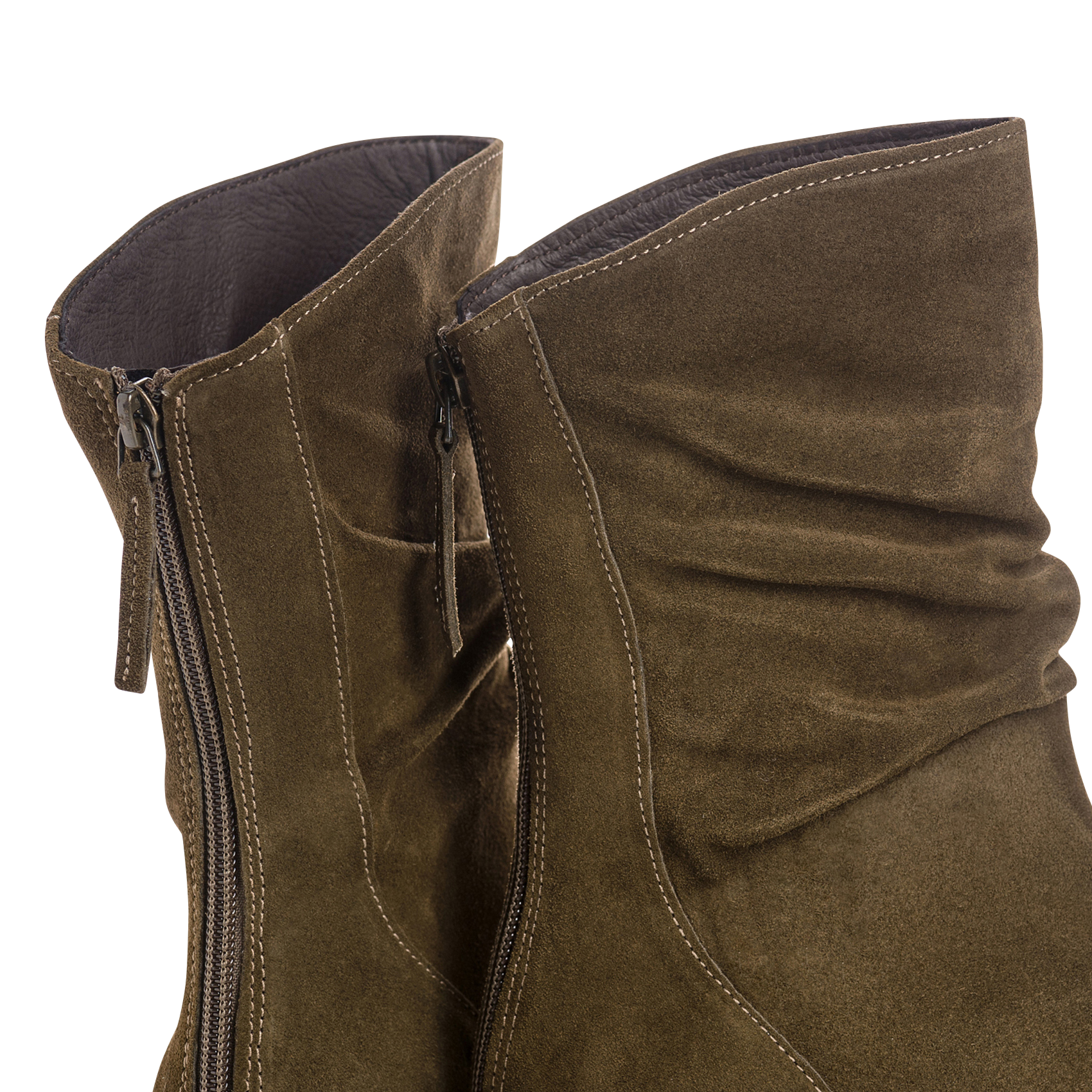 Enkellaarzen van veloursleer REQINS Kaki