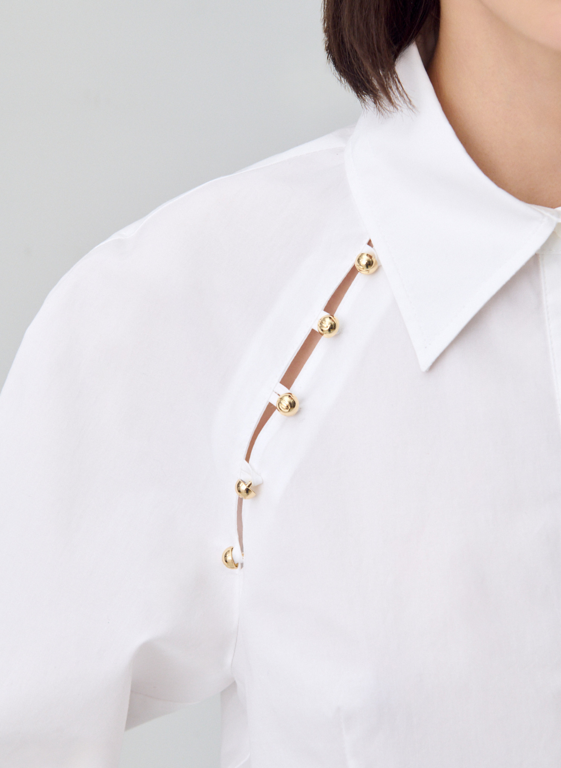 Cropped buttoned cotton shirt CLAUDIE PIERLOT White
