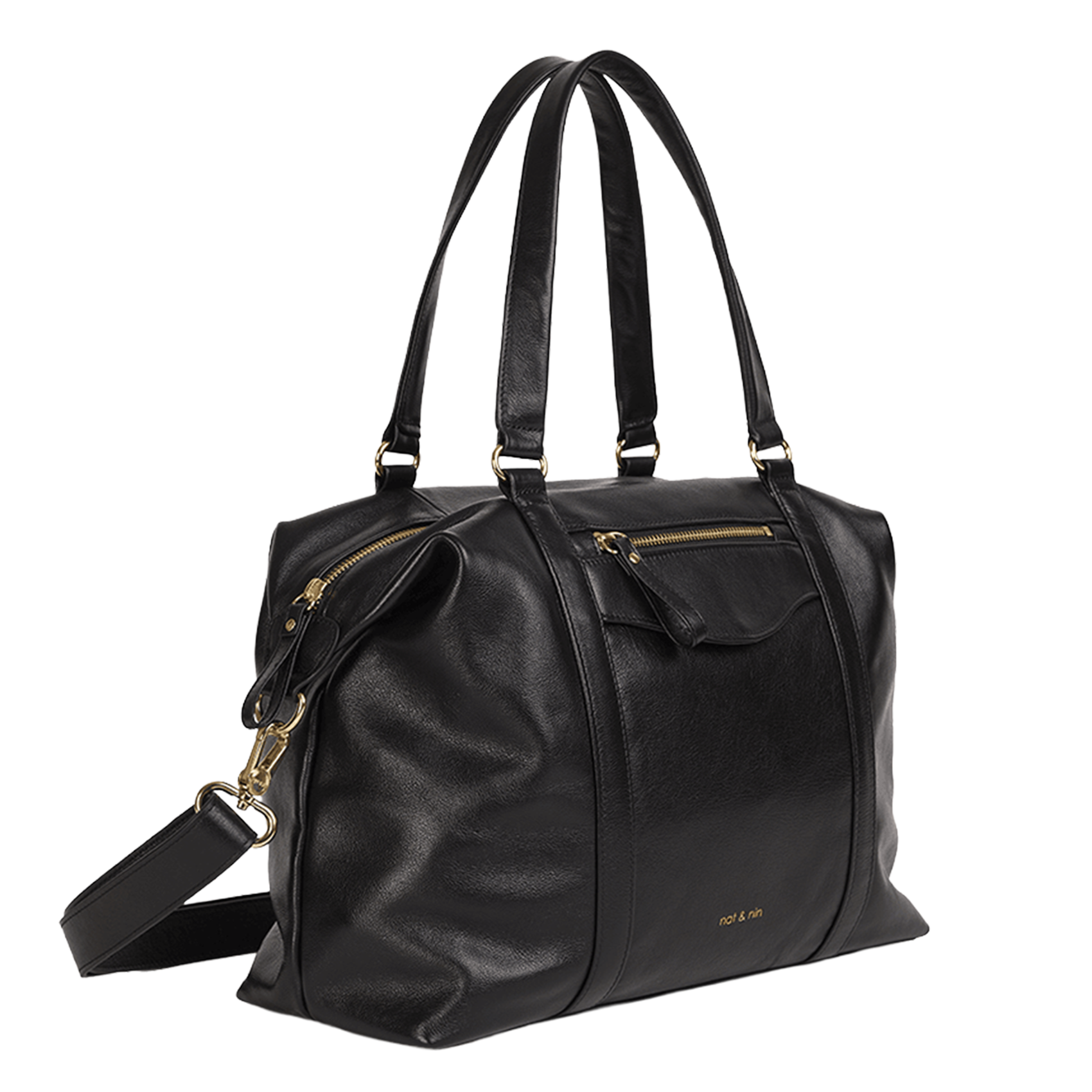 Sac porté épaule en cuir NAT & NIN Noir